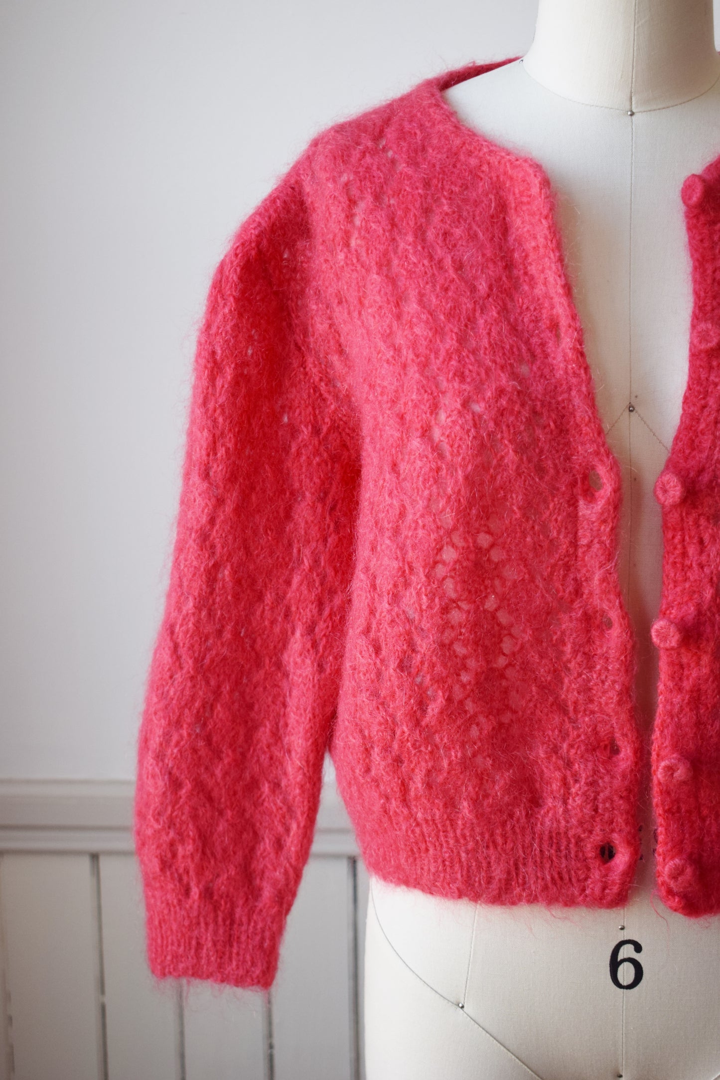 1960s Watermelon Mohair Cardigan | S/M