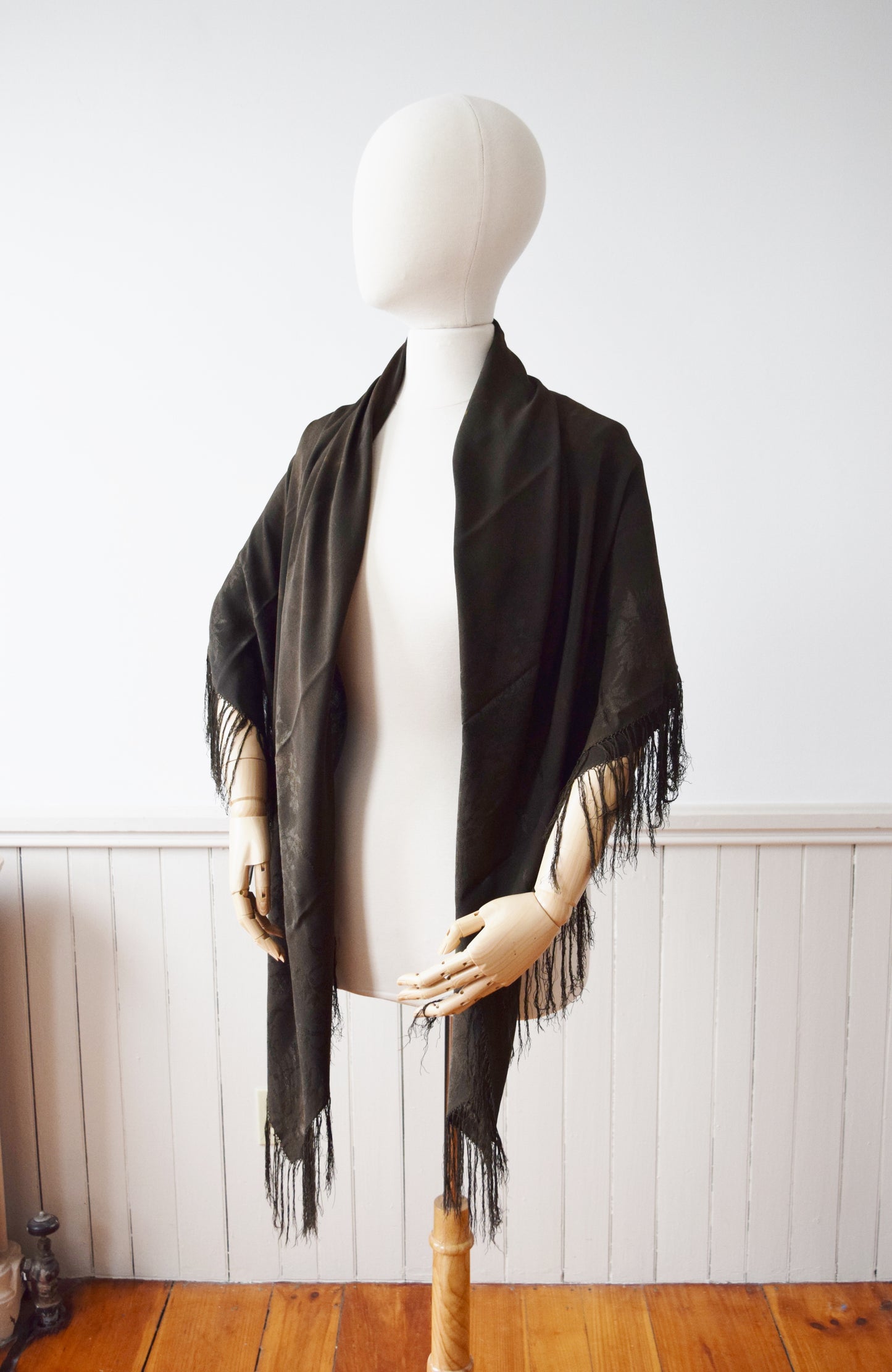 Mary Brooks’ Antique Silk Shawl | Victorian Black Silk Shawl