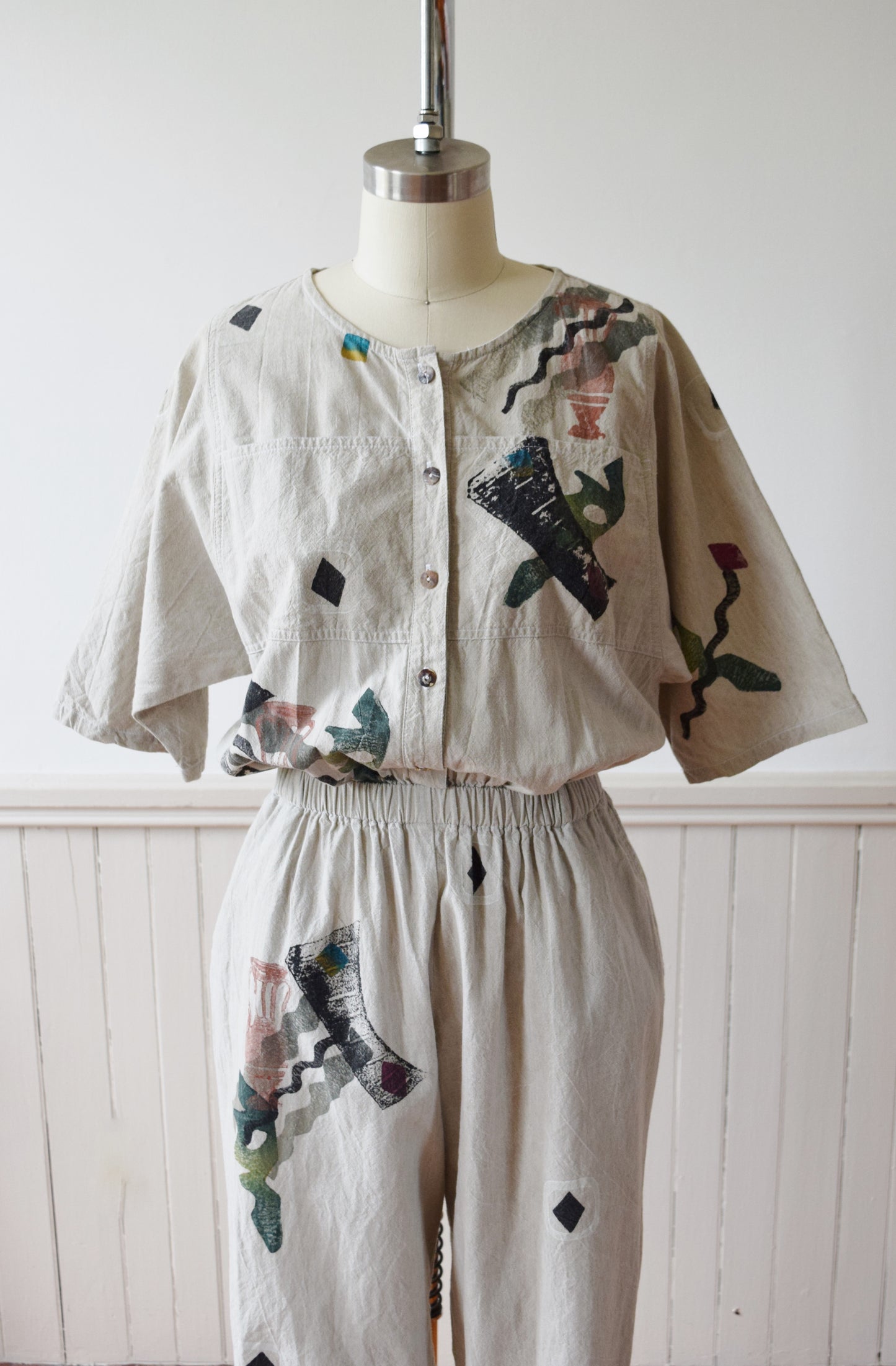 Hand Painted Play + Jump Suit by Alegre | 1980s | S/M