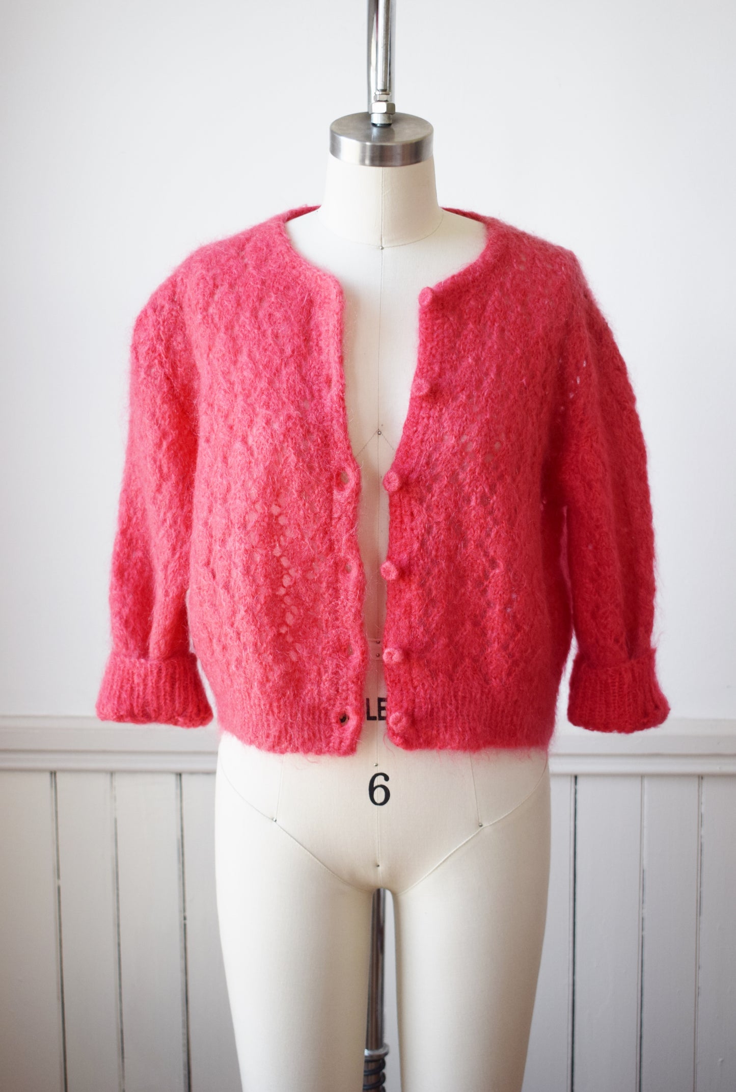 1960s Watermelon Mohair Cardigan | S/M