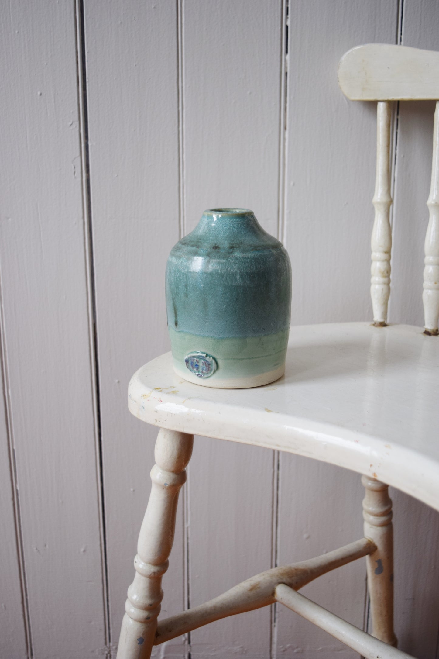 Turquoise Glazed Studio Ceramic Vase