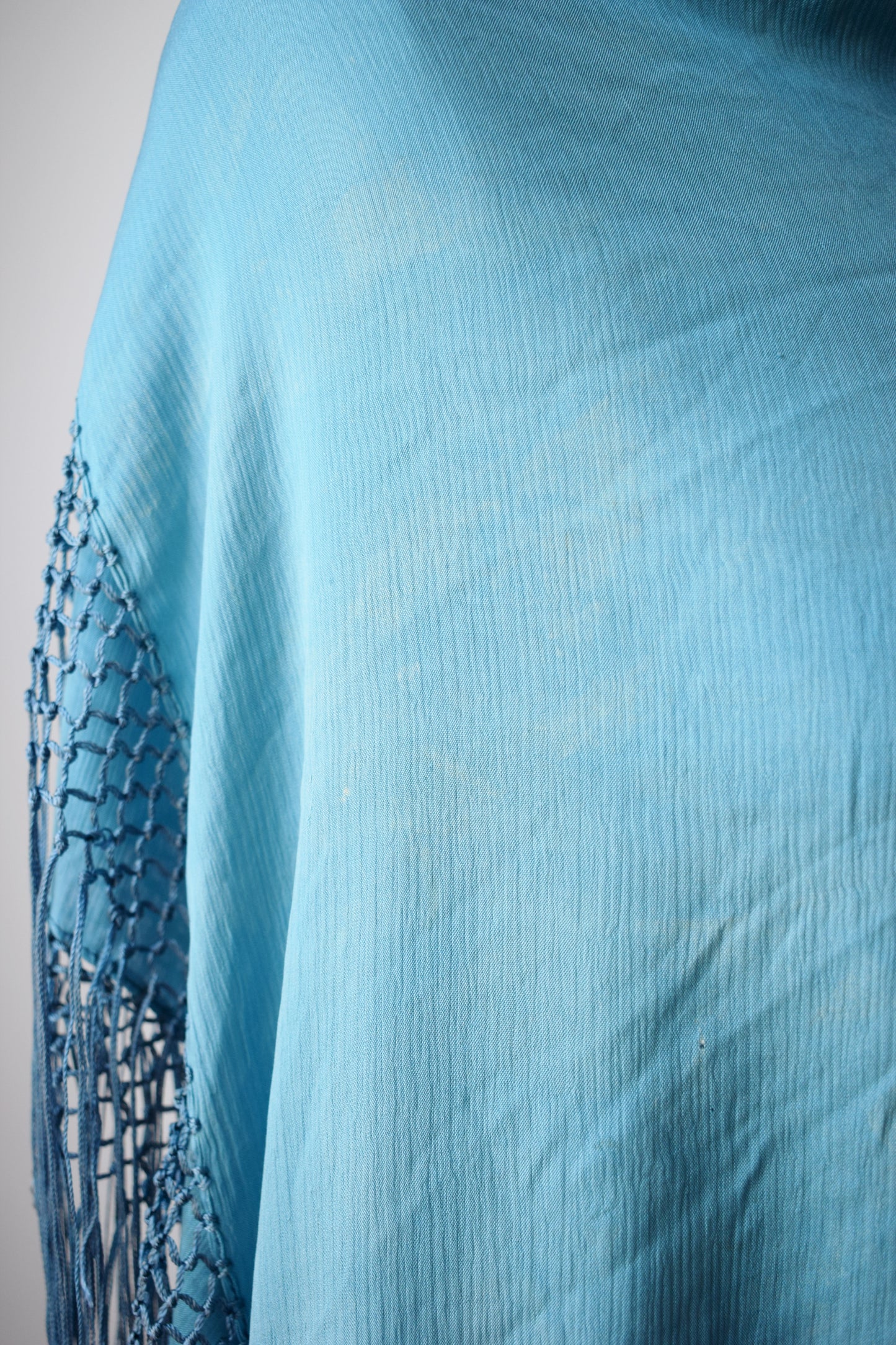 Antique Robin's Egg Blue Silk Piano Shawl