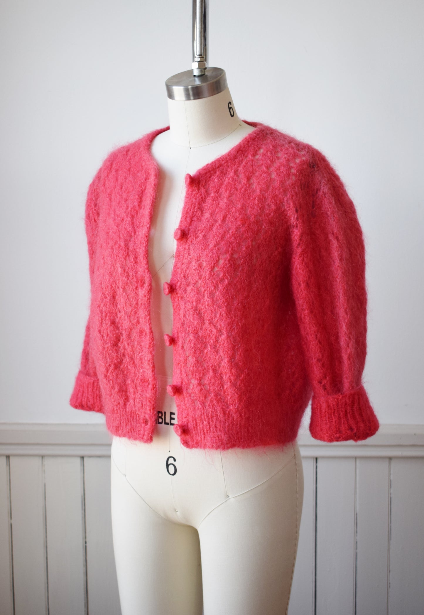 1960s Watermelon Mohair Cardigan | S/M
