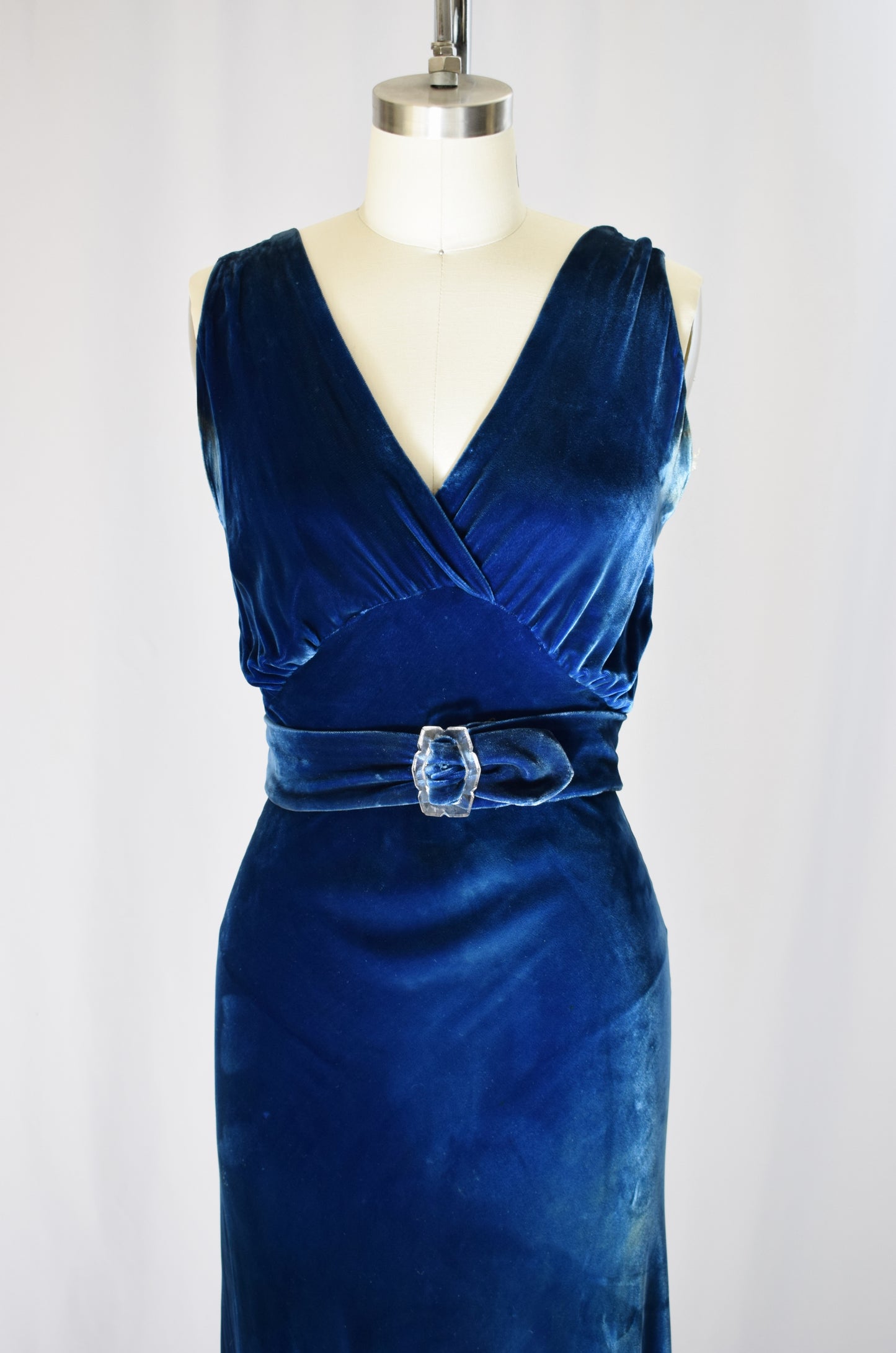 1930s Blue Velvet Gown with Matching Jacket | S