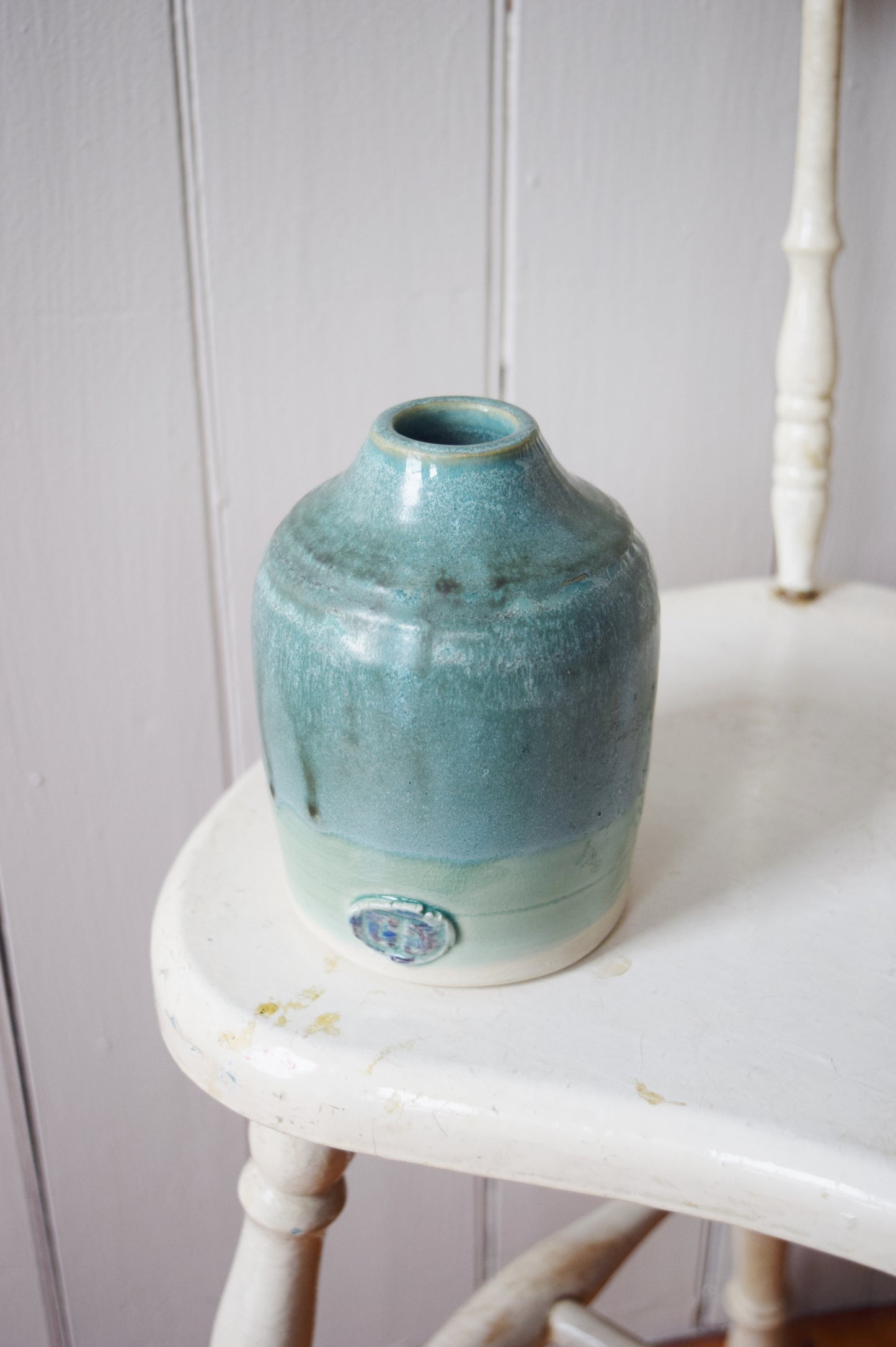 Turquoise Glazed Studio Ceramic Vase