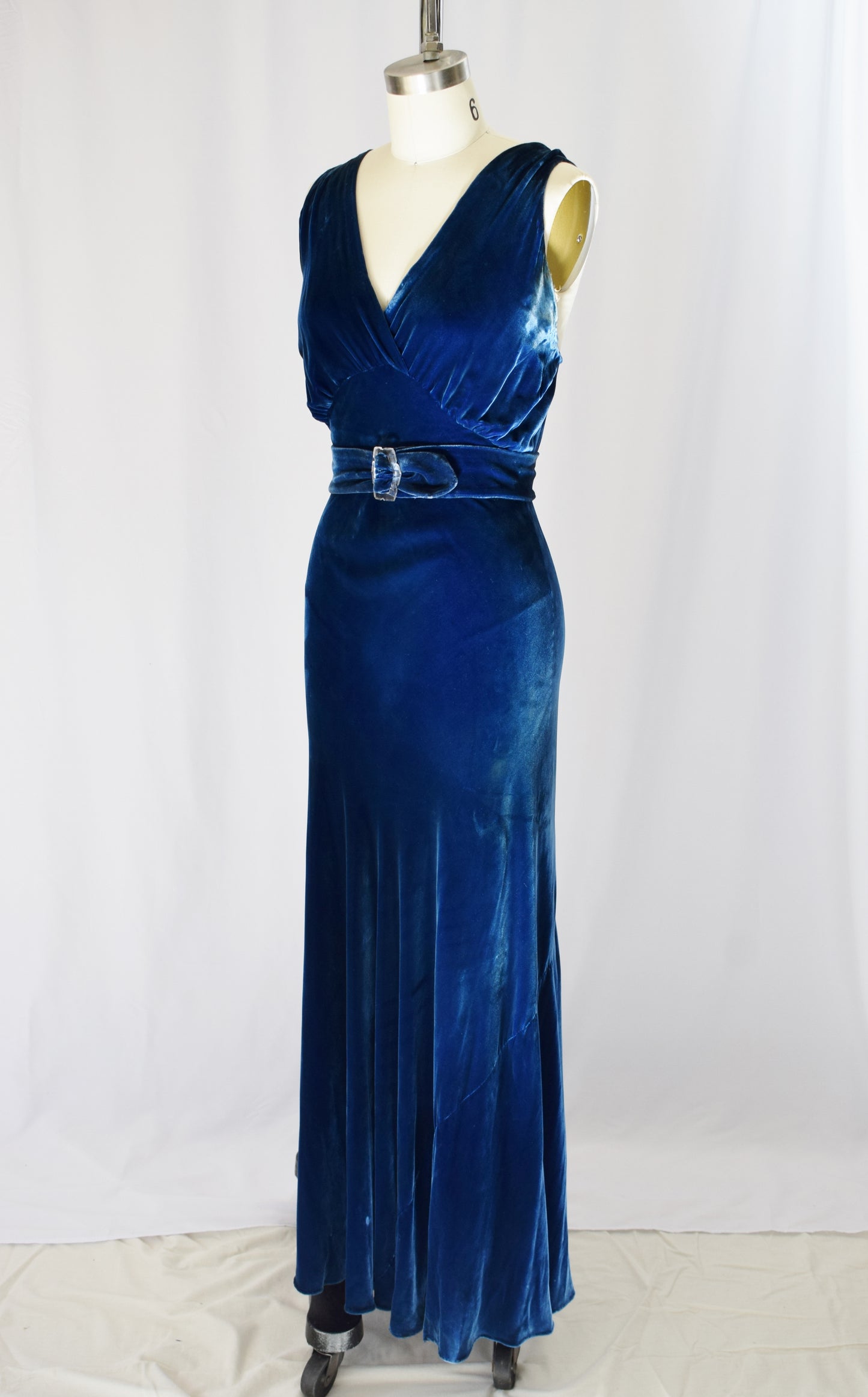 1930s Blue Velvet Gown with Matching Jacket | S