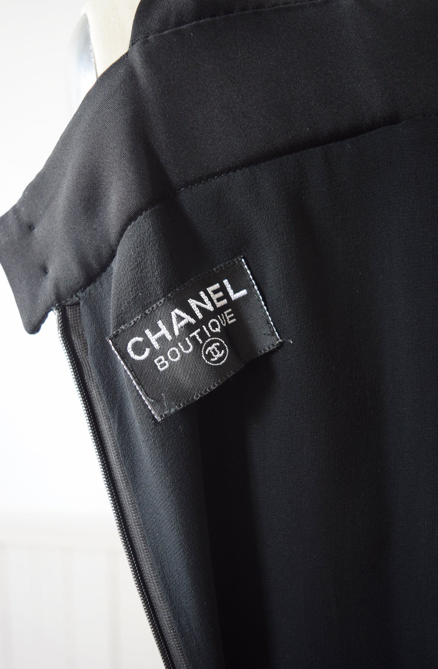 CHANEL Black Silk Dress | 1980s Vintage | Flapper-Style | M