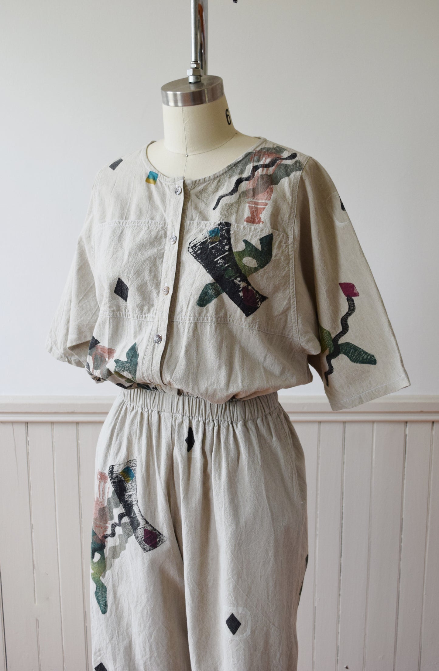 Hand Painted Play + Jump Suit by Alegre | 1980s | S/M