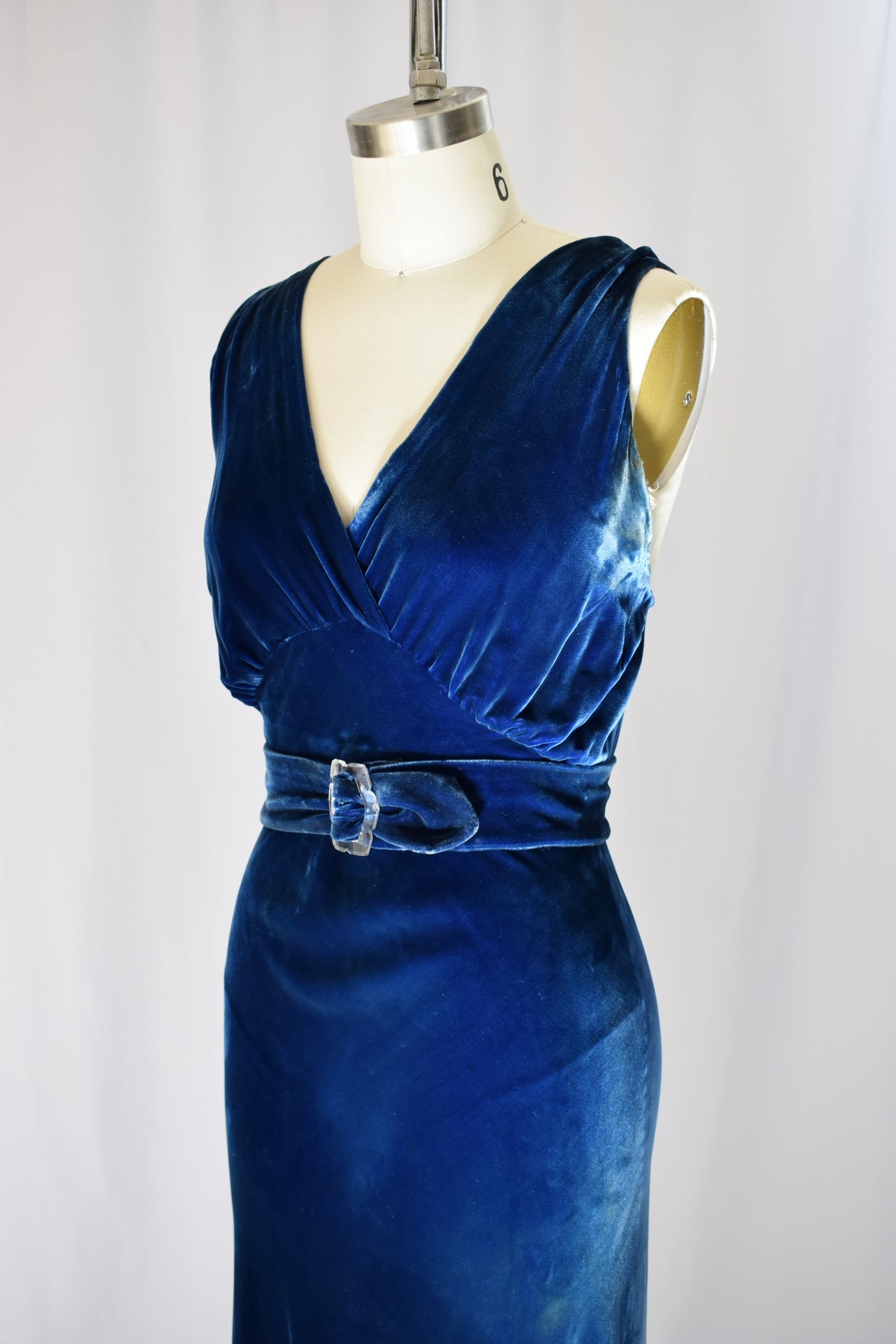 1930s Blue Velvet Gown with Matching Jacket | S