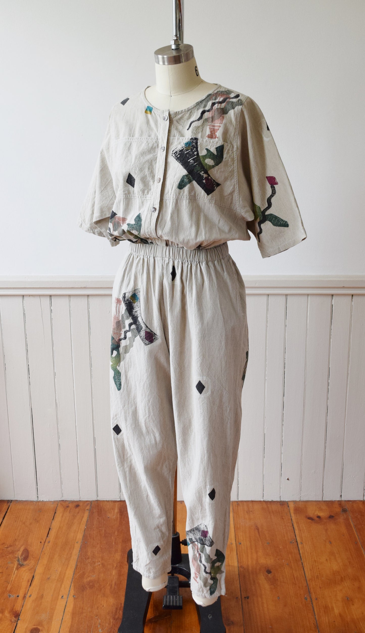 Hand Painted Play + Jump Suit by Alegre | 1980s | S/M