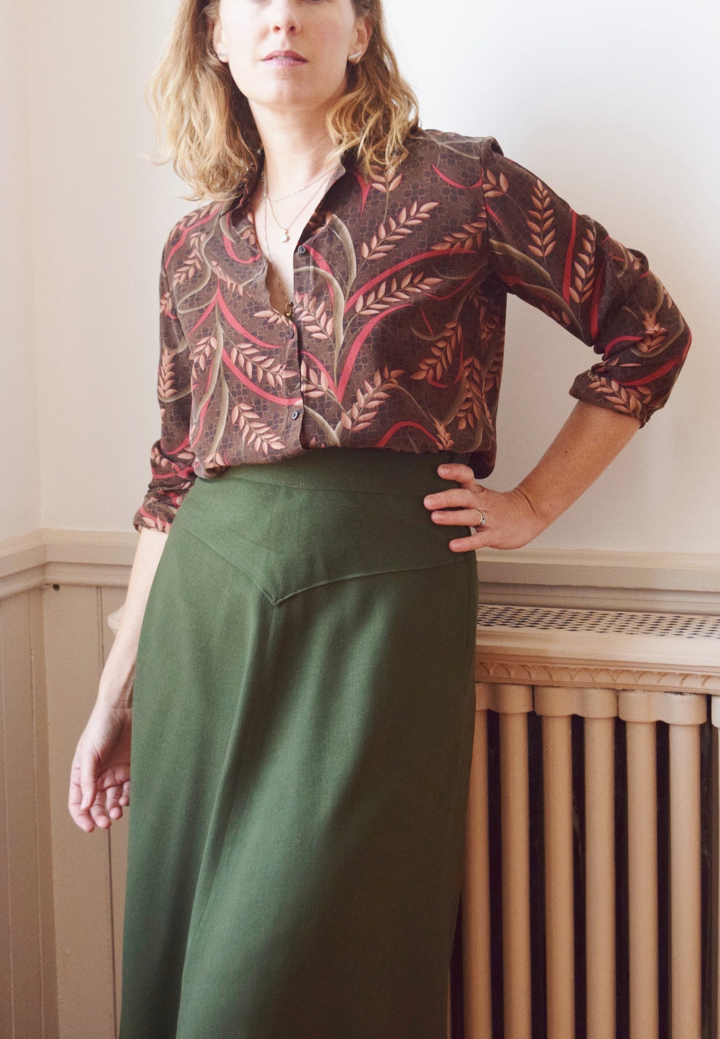 Vintage Silk Autumn Harvest Blouse | S/M