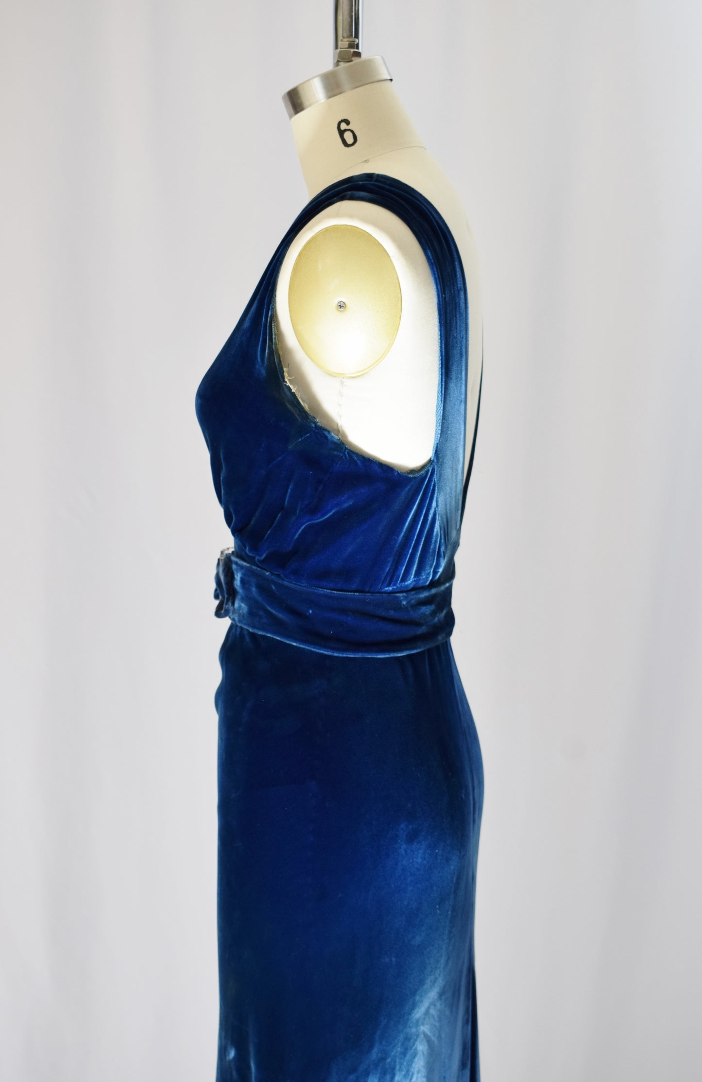 1930s Blue Velvet Gown with Matching Jacket | S