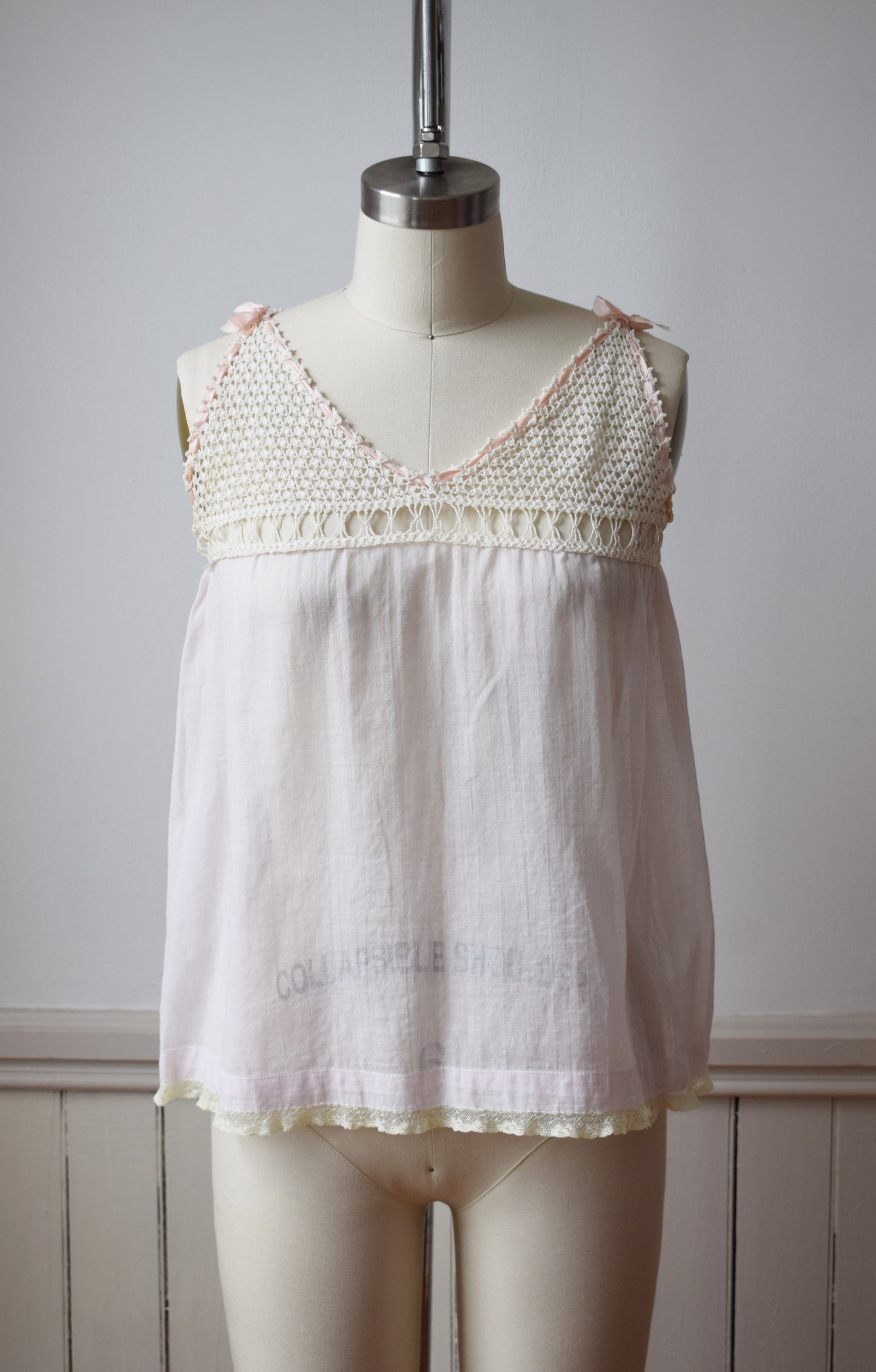 Antique Cotton and Crochet Top | XS/S