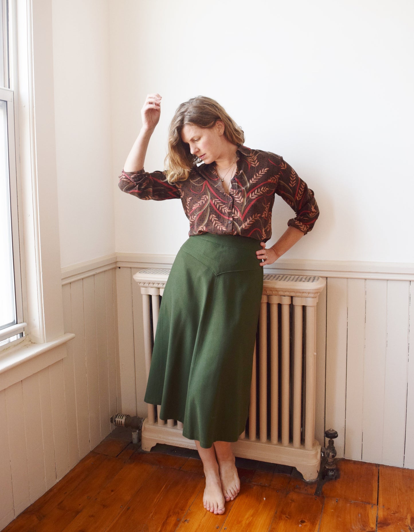1940s Hunter Green Skirt Suit with Peplum Jacket | S/M