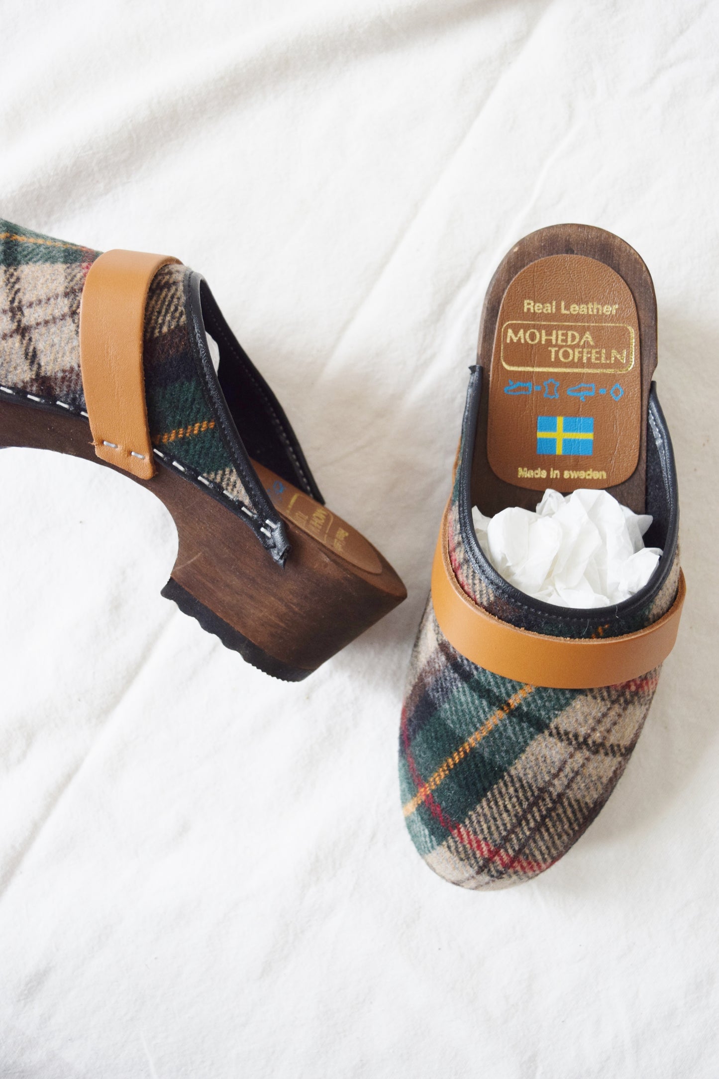 Classic Swedish Clogs in Fall Plaid by Moheda Toffeln | US 6.5 (EU 37, UK 4.5)
