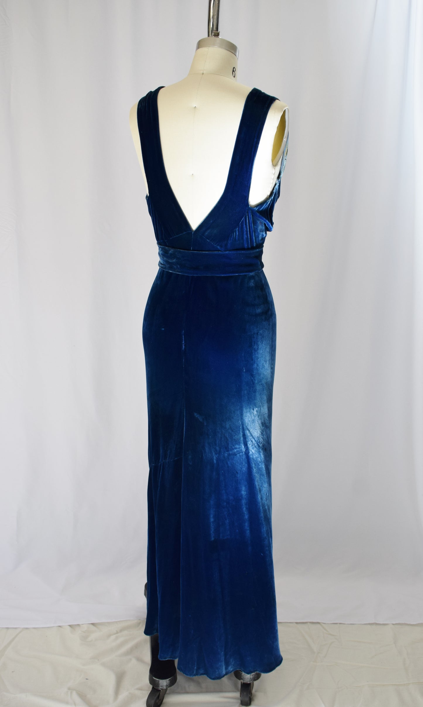 1930s Blue Velvet Gown with Matching Jacket | S