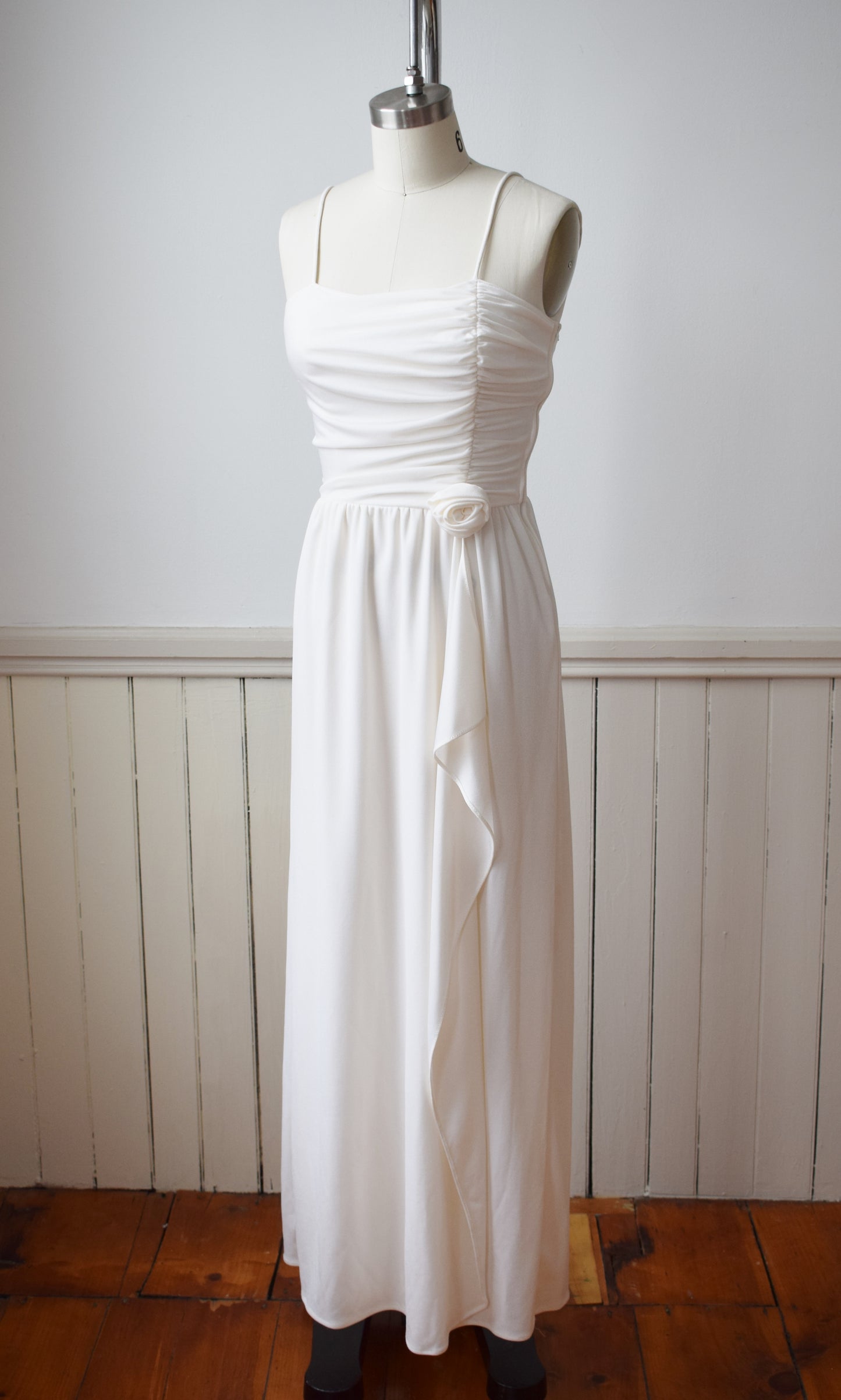 1970s Cream Knit Wrap Dress | XS