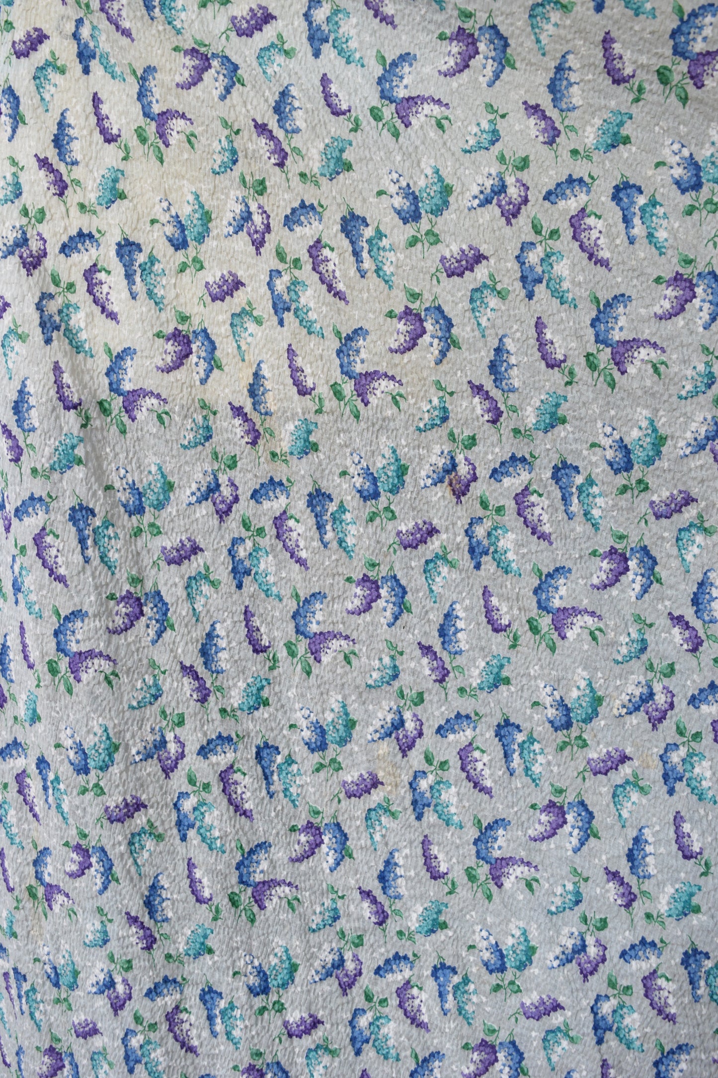 Lilac Print Seersucker Gown | 1940s | M