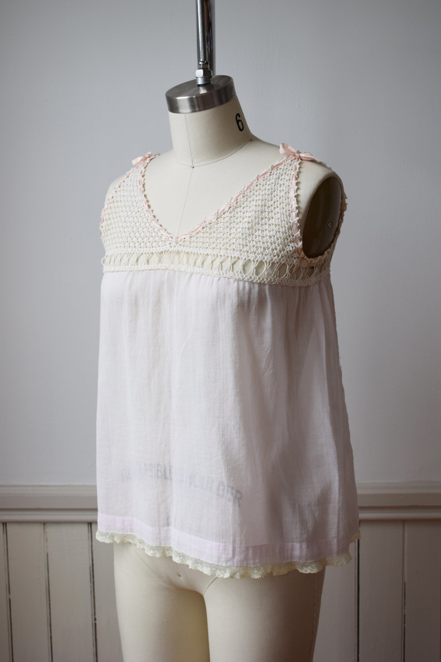 Antique Cotton and Crochet Top | XS/S