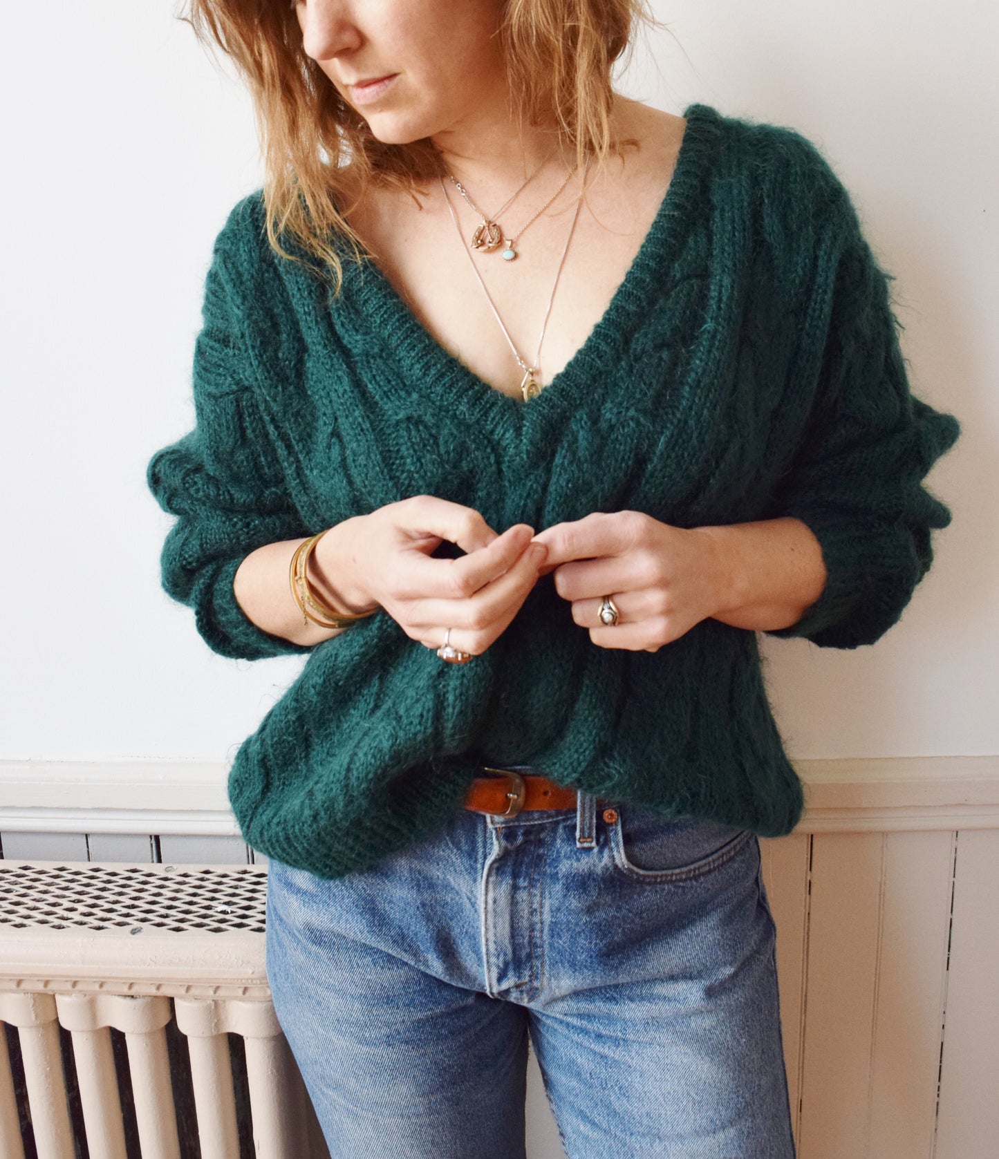 1980s Emerald Green Mohair Sweater | M/L