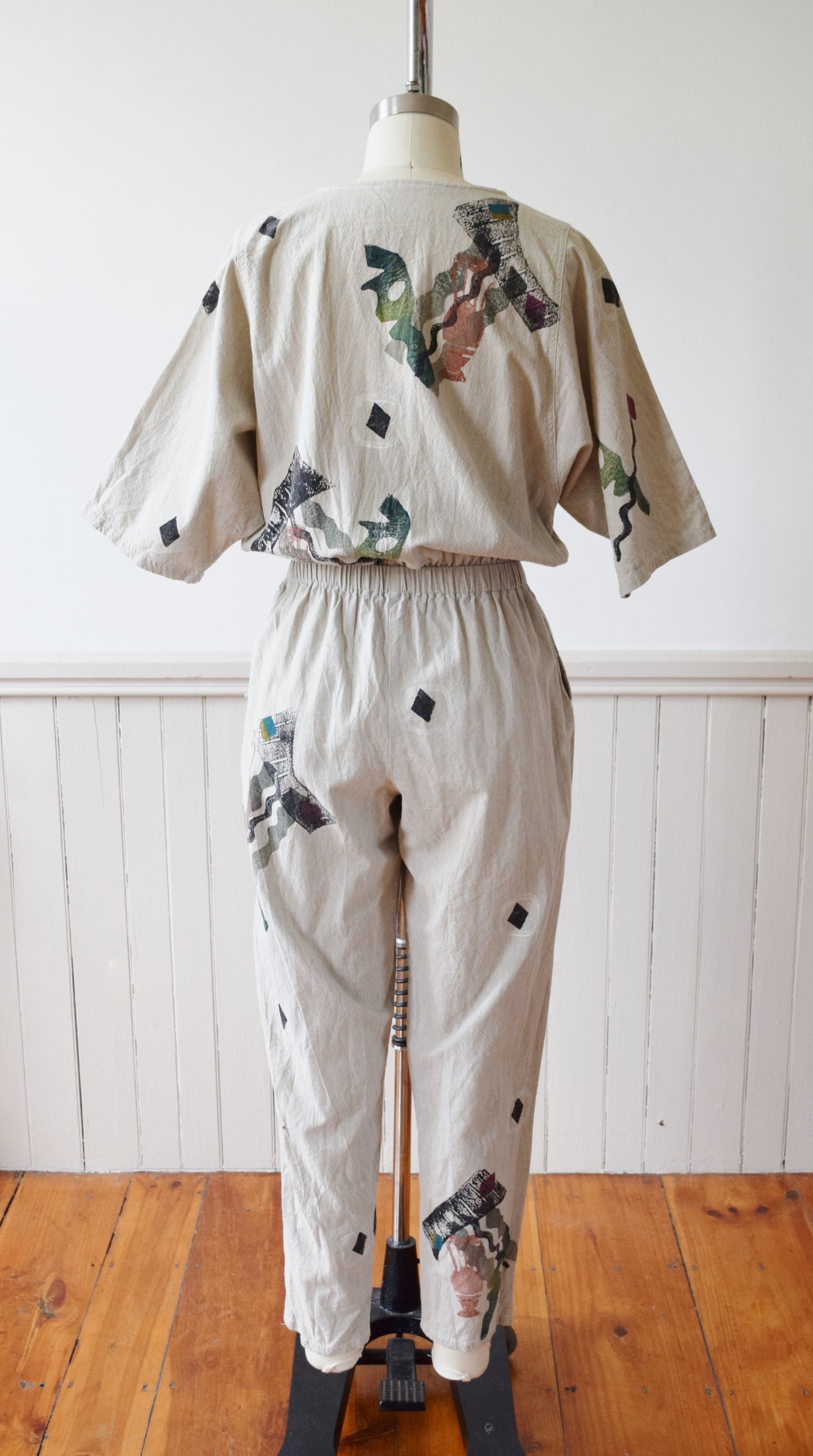 Hand Painted Play + Jump Suit by Alegre | 1980s | S/M