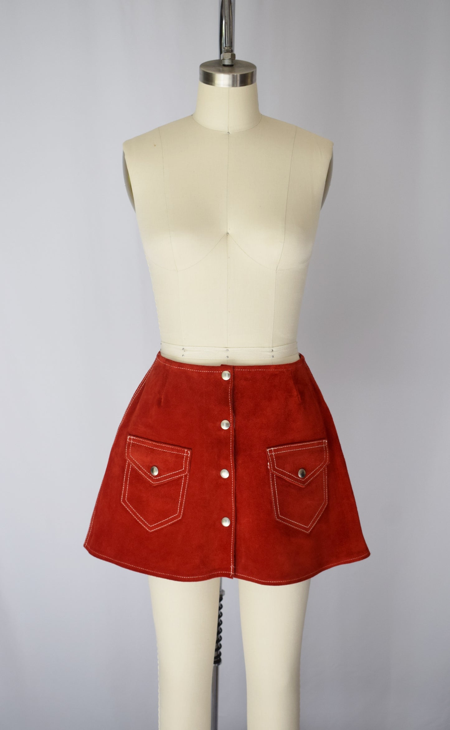 1960s/70s Cherry Red Suede Mini Skirt | S