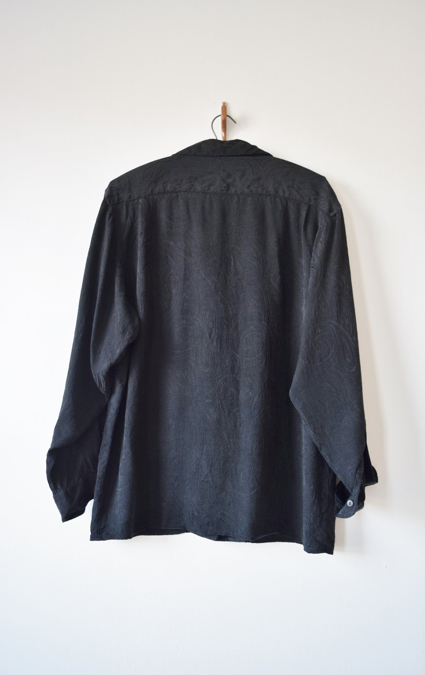 Black Silk Button Down | M