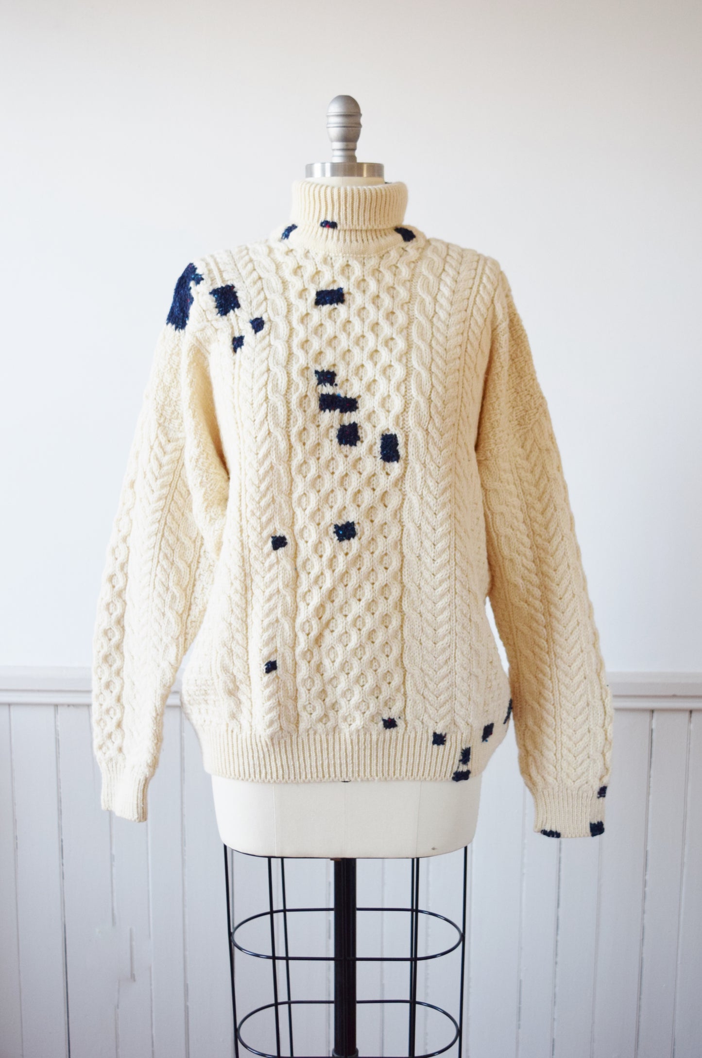 Make-Do Wool Sweater | Irish Cableknit with Custom Mends