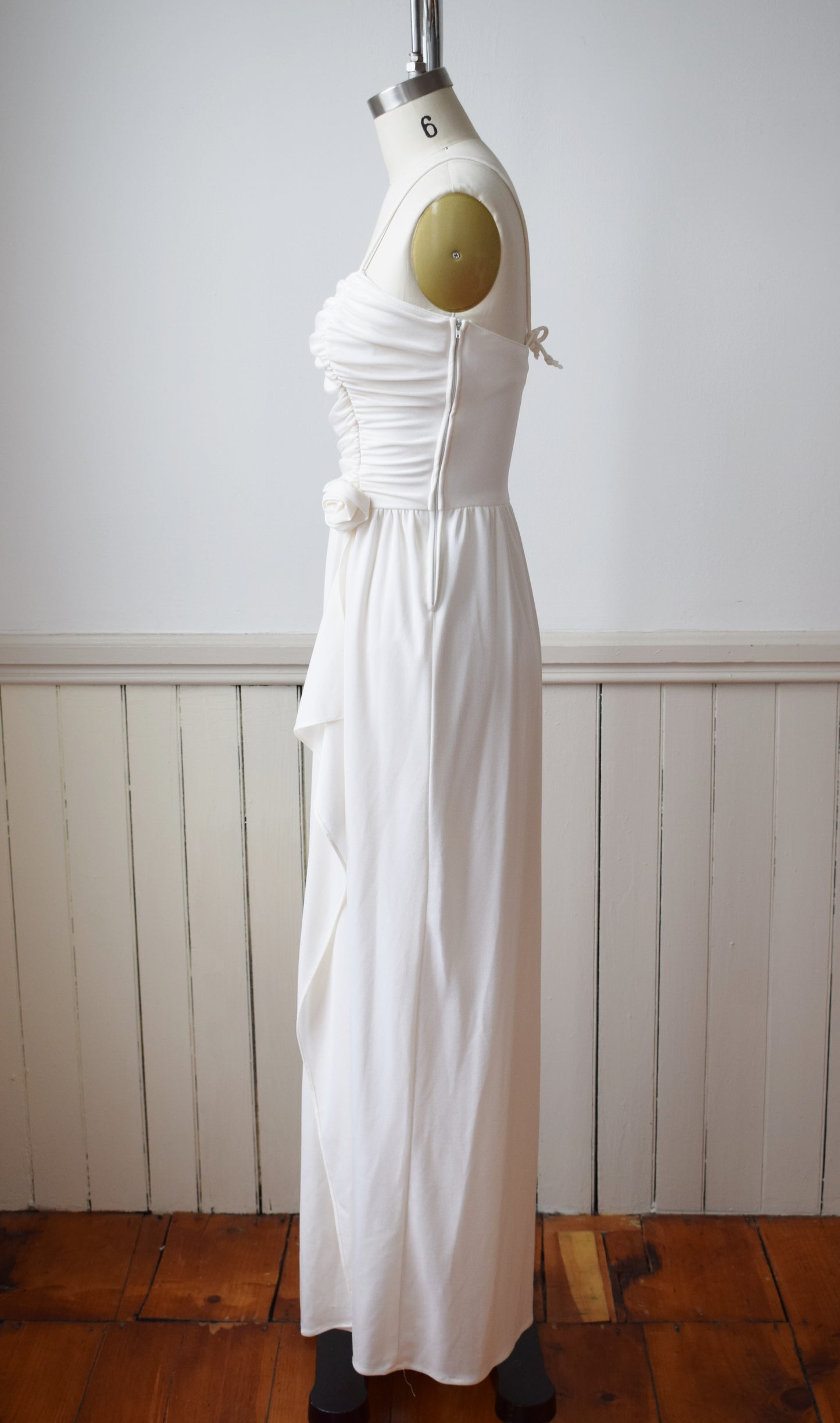 1970s Cream Knit Wrap Dress | XS