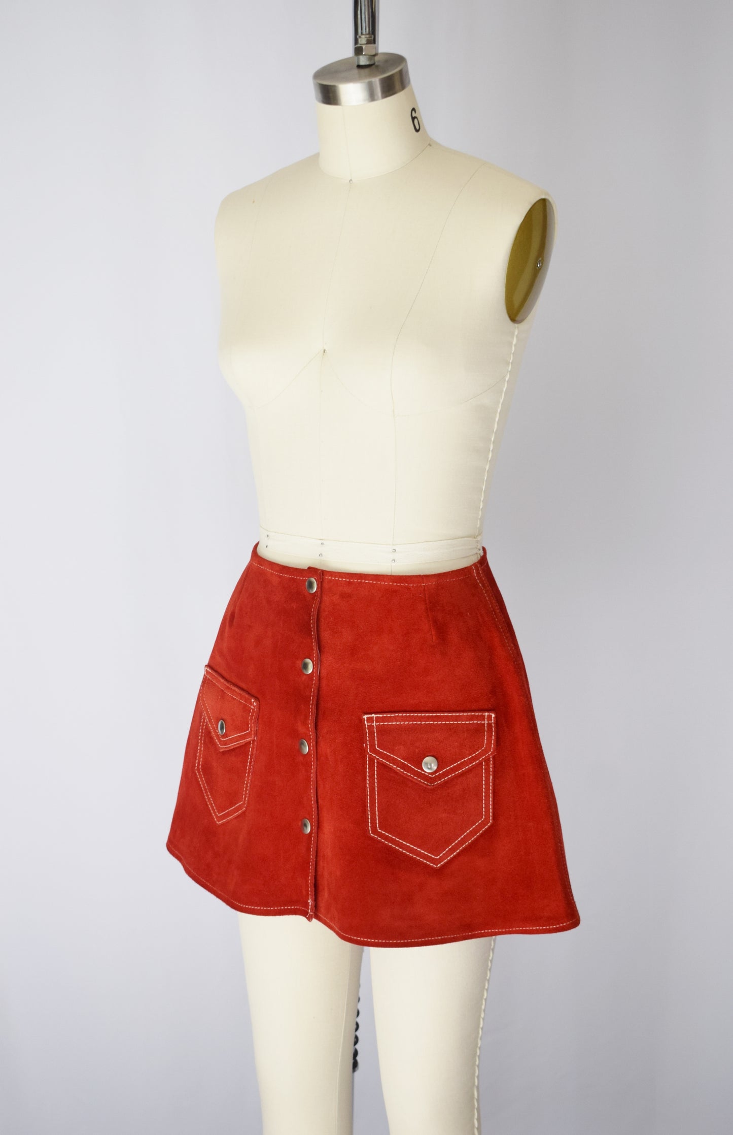 1960s/70s Cherry Red Suede Mini Skirt | S
