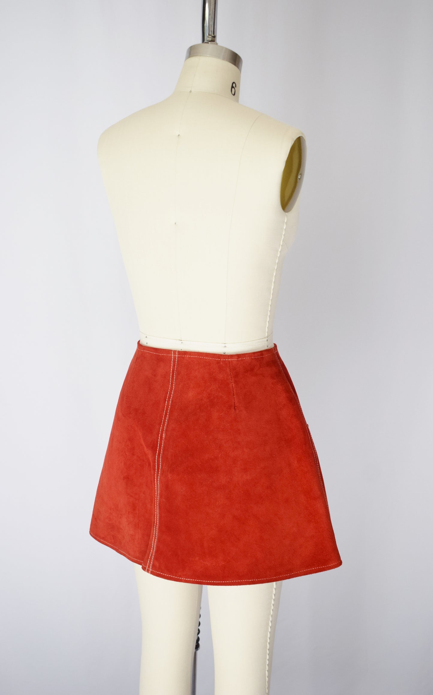 1960s/70s Cherry Red Suede Mini Skirt | S