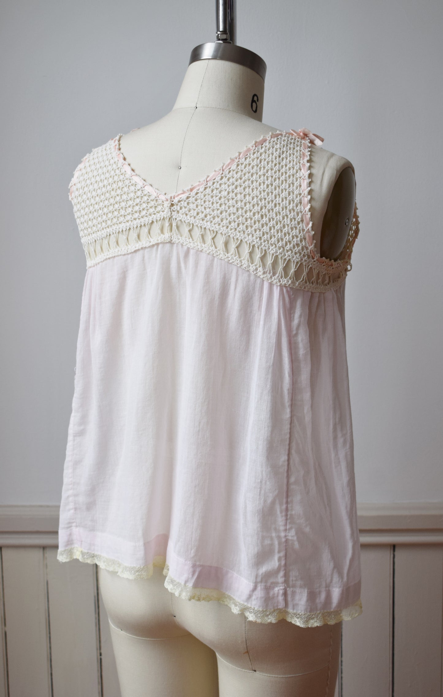 Antique Cotton and Crochet Top | XS/S
