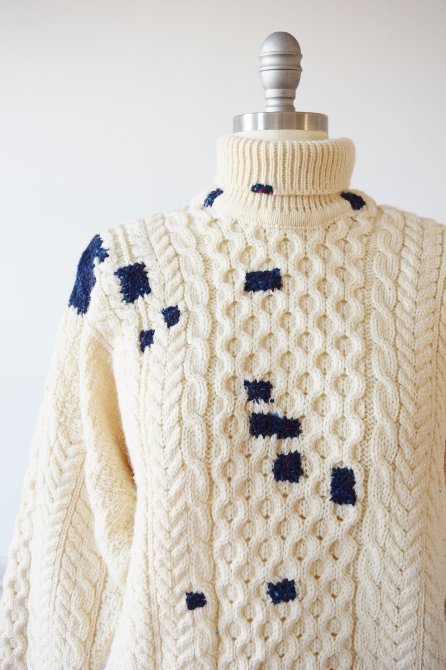 Make-Do Wool Sweater | Irish Cableknit with Custom Mends