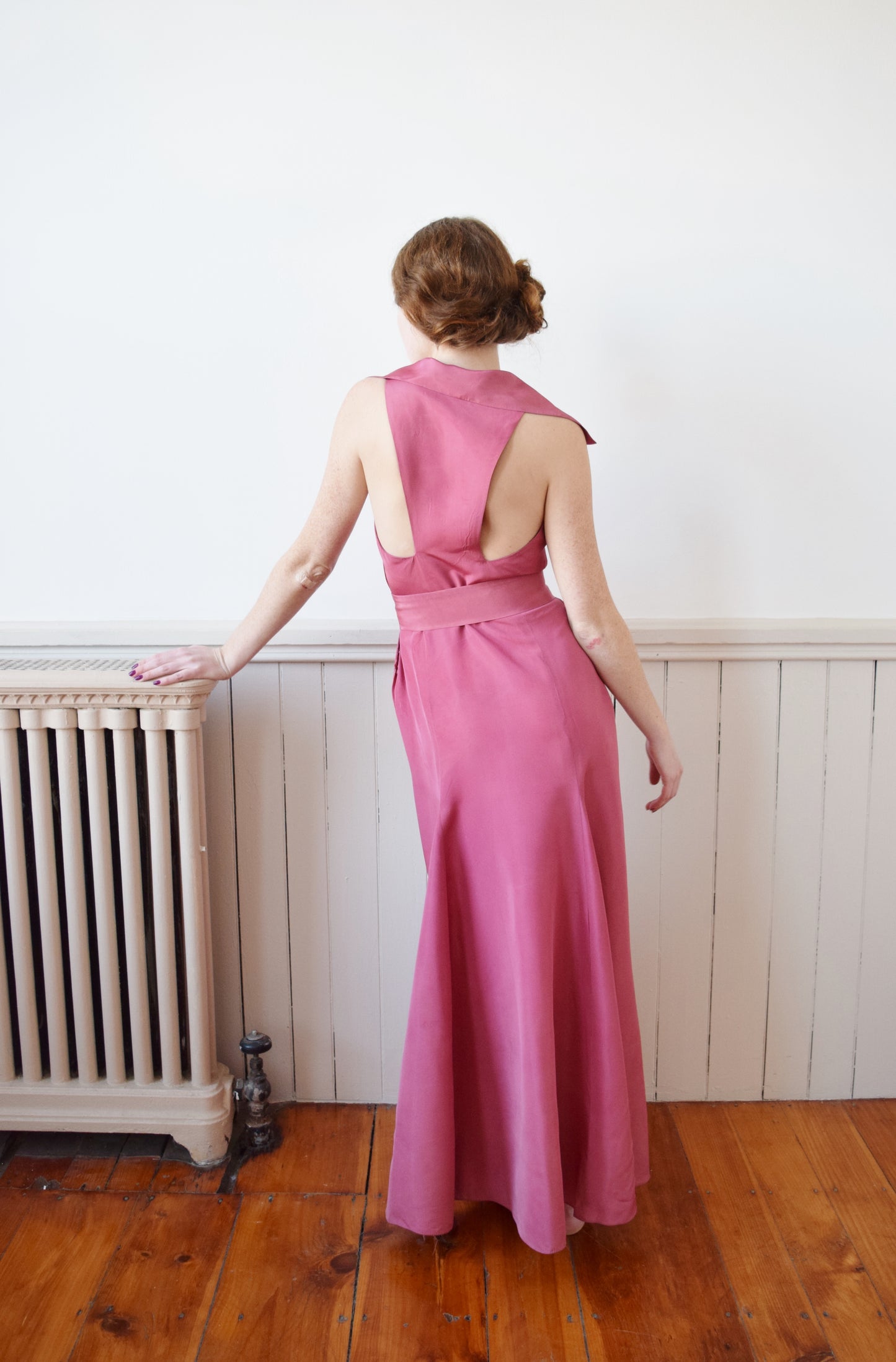 1930s 3 Piece Pink Taffeta Gown | XXS/XS