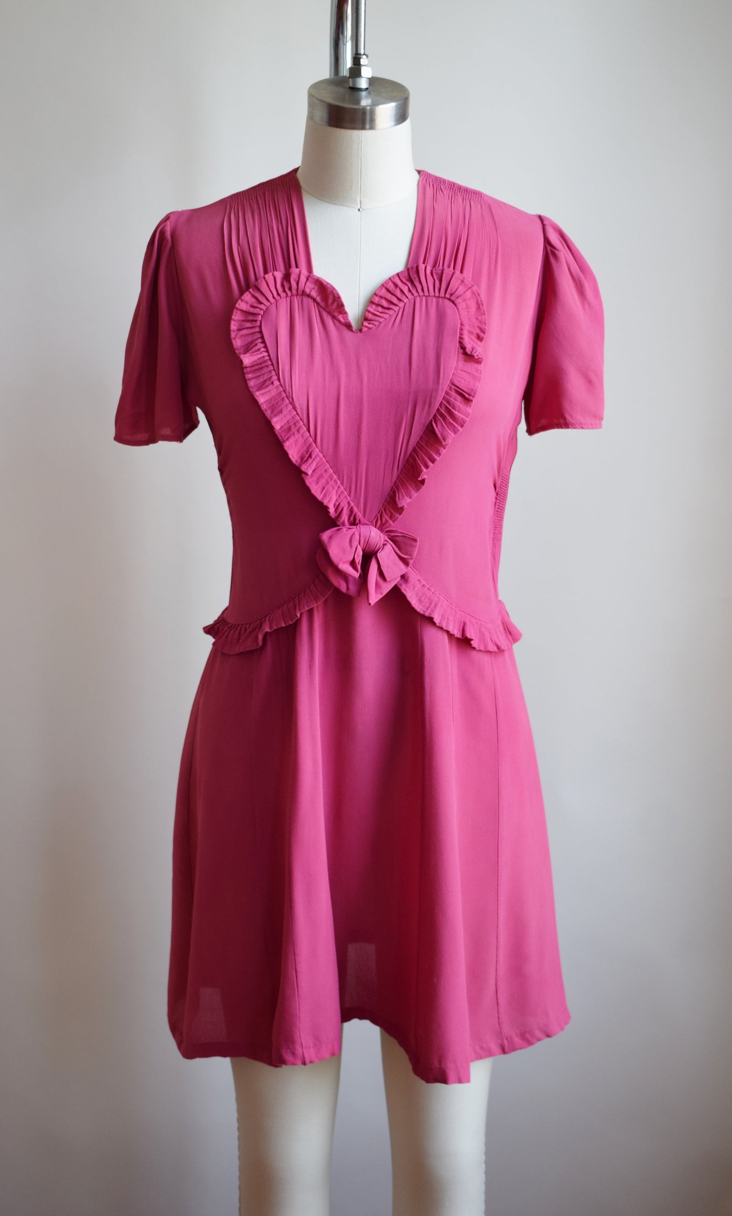 1940s Magenta Heart Dress | wounded bird