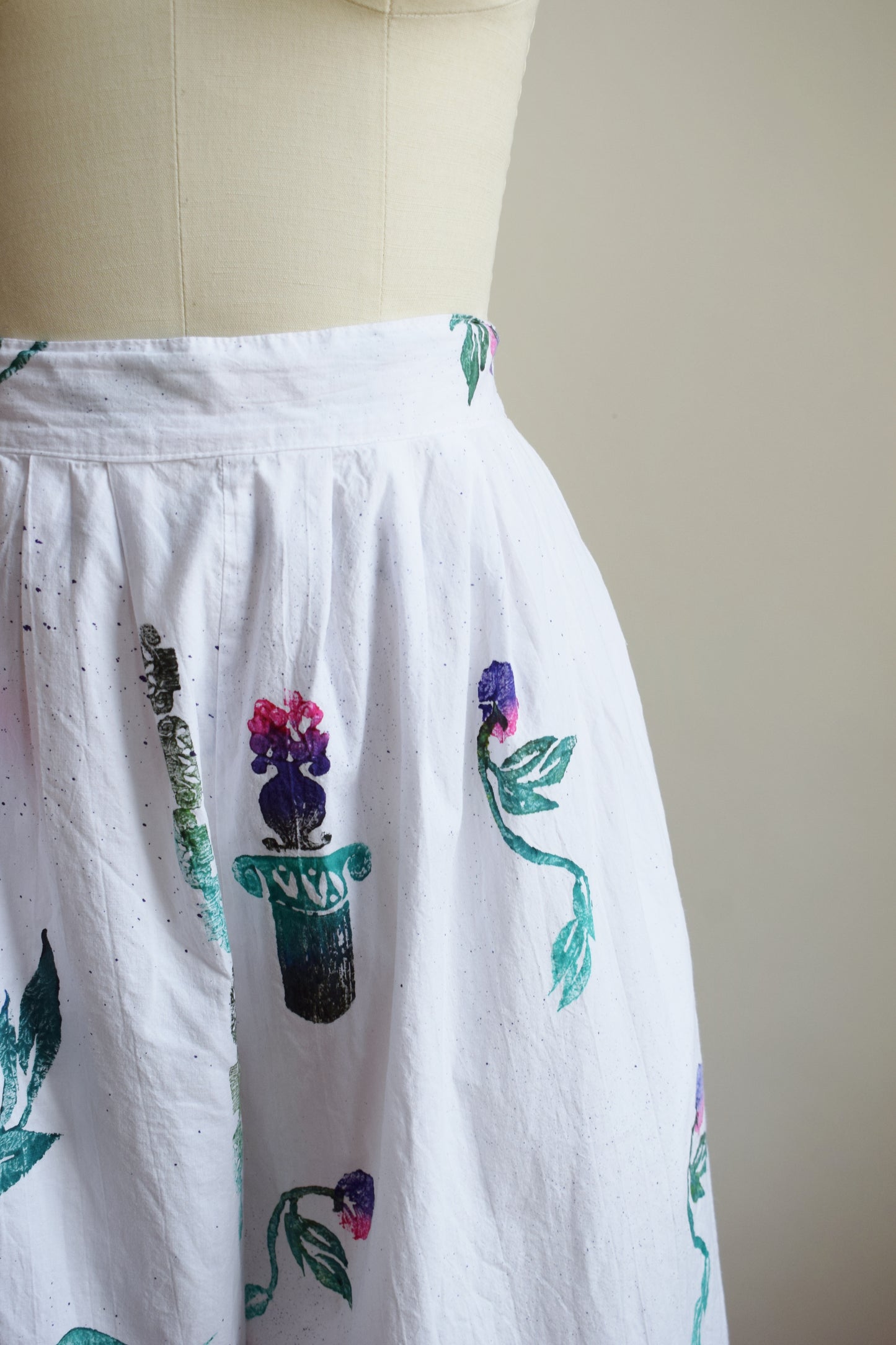 90s Hand Painted Wide Leg Cotton Pants | S-M