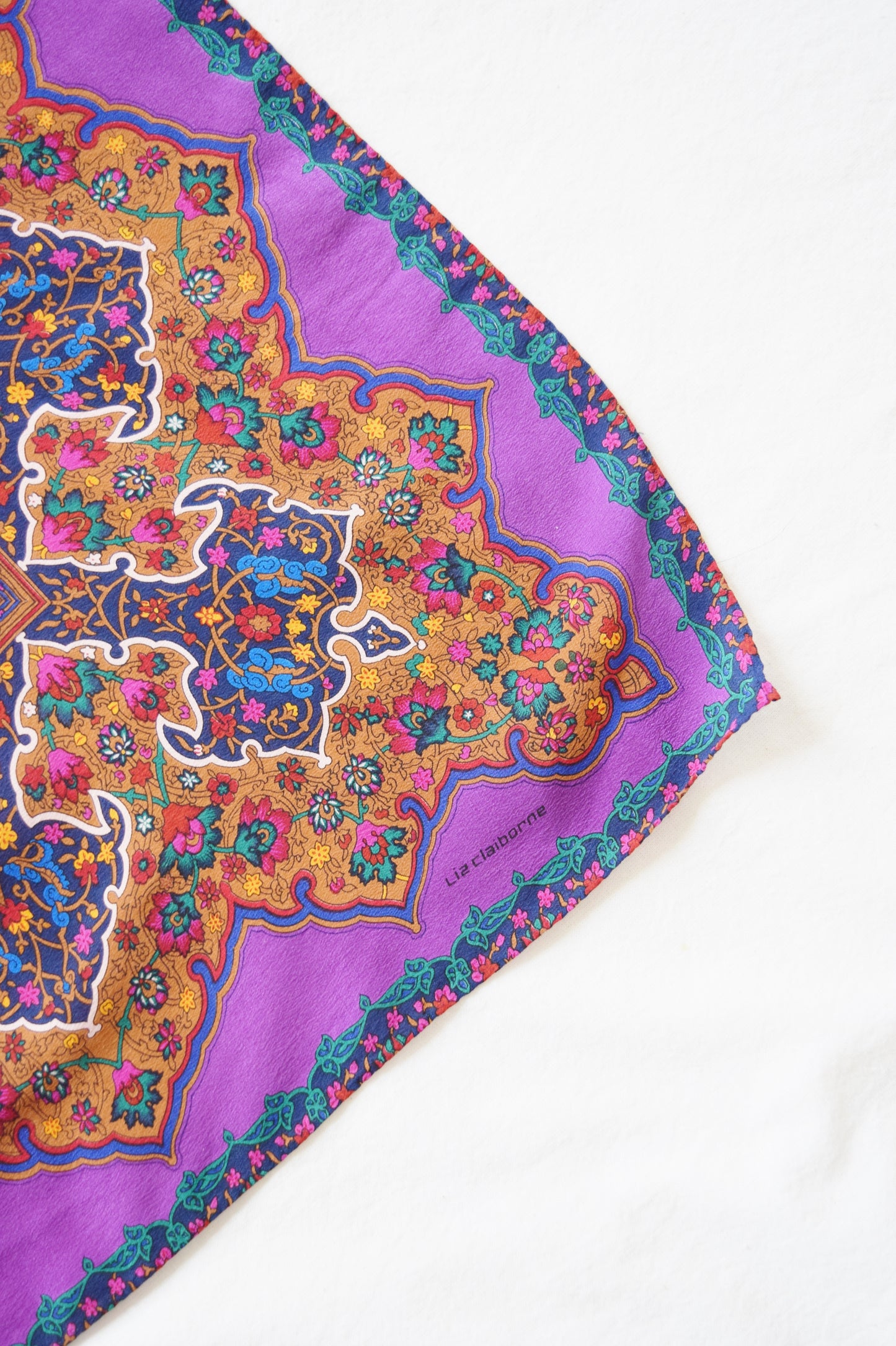 Vintage Paisley Silk Scarf by Liz Claiborne | 1980s Silk Scarf