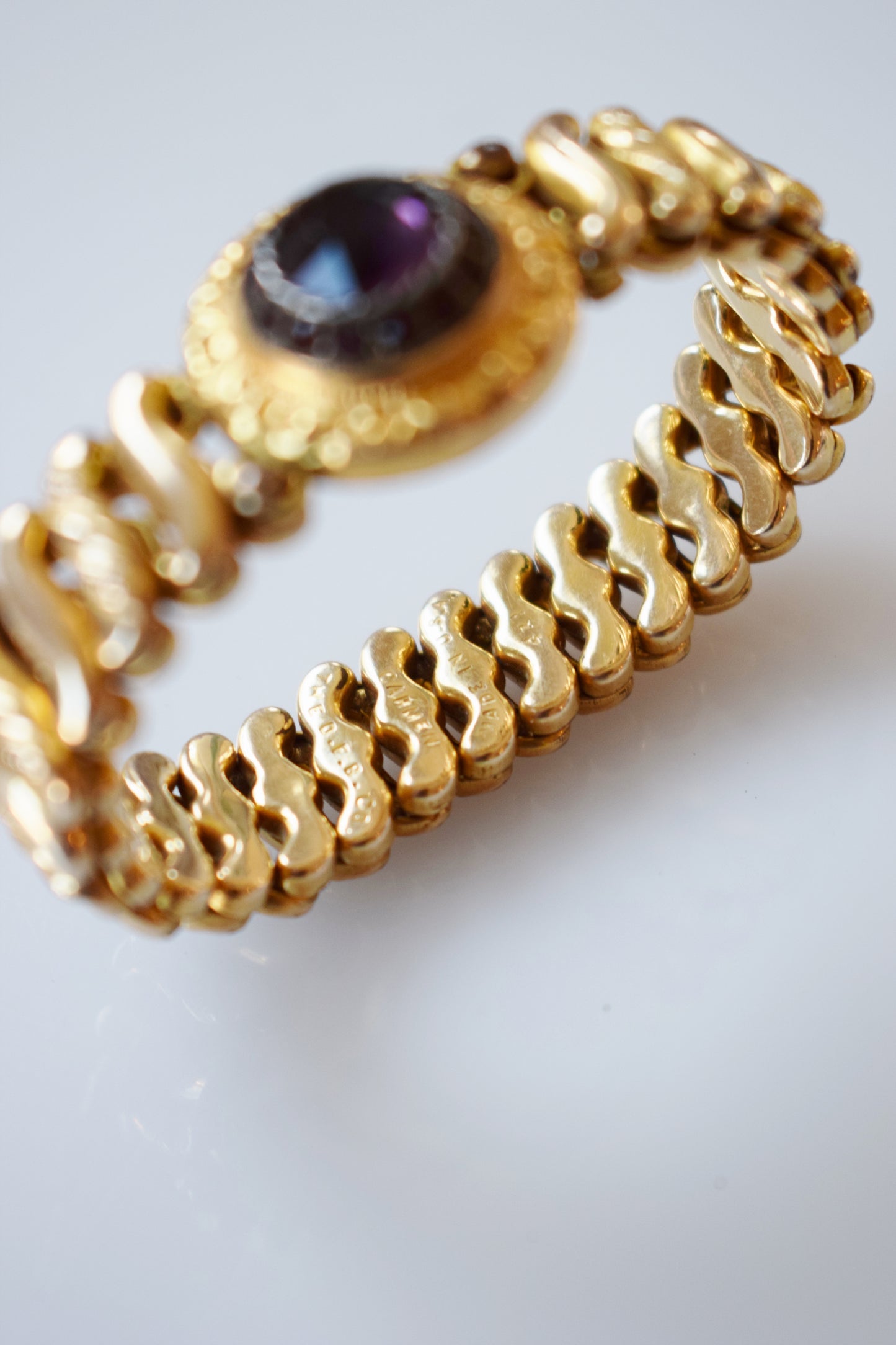 Antique Gold and Amethyst Gem Sweetheart Bracelet