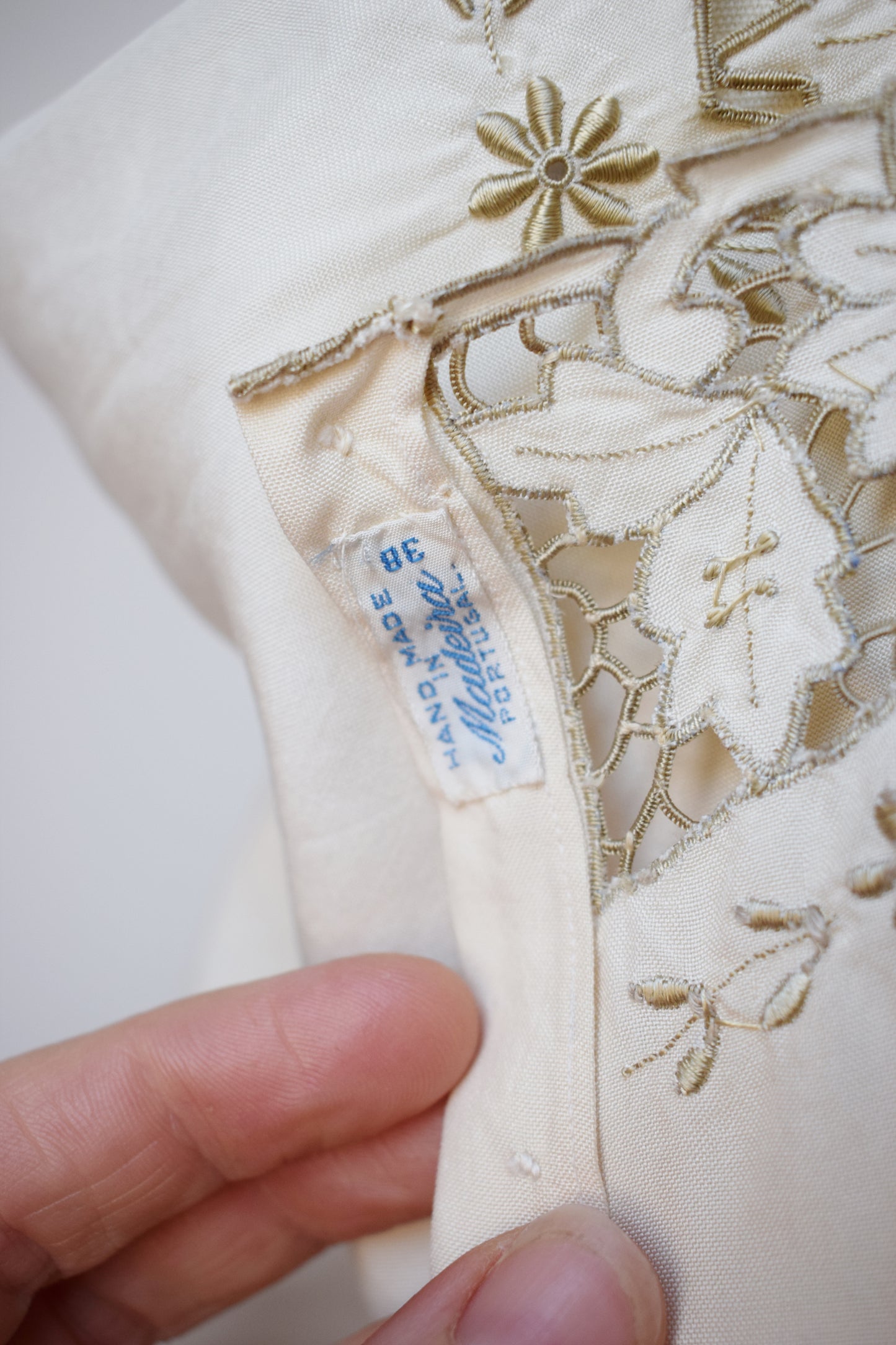 1950s Silk and Cutwork Lace Top | M