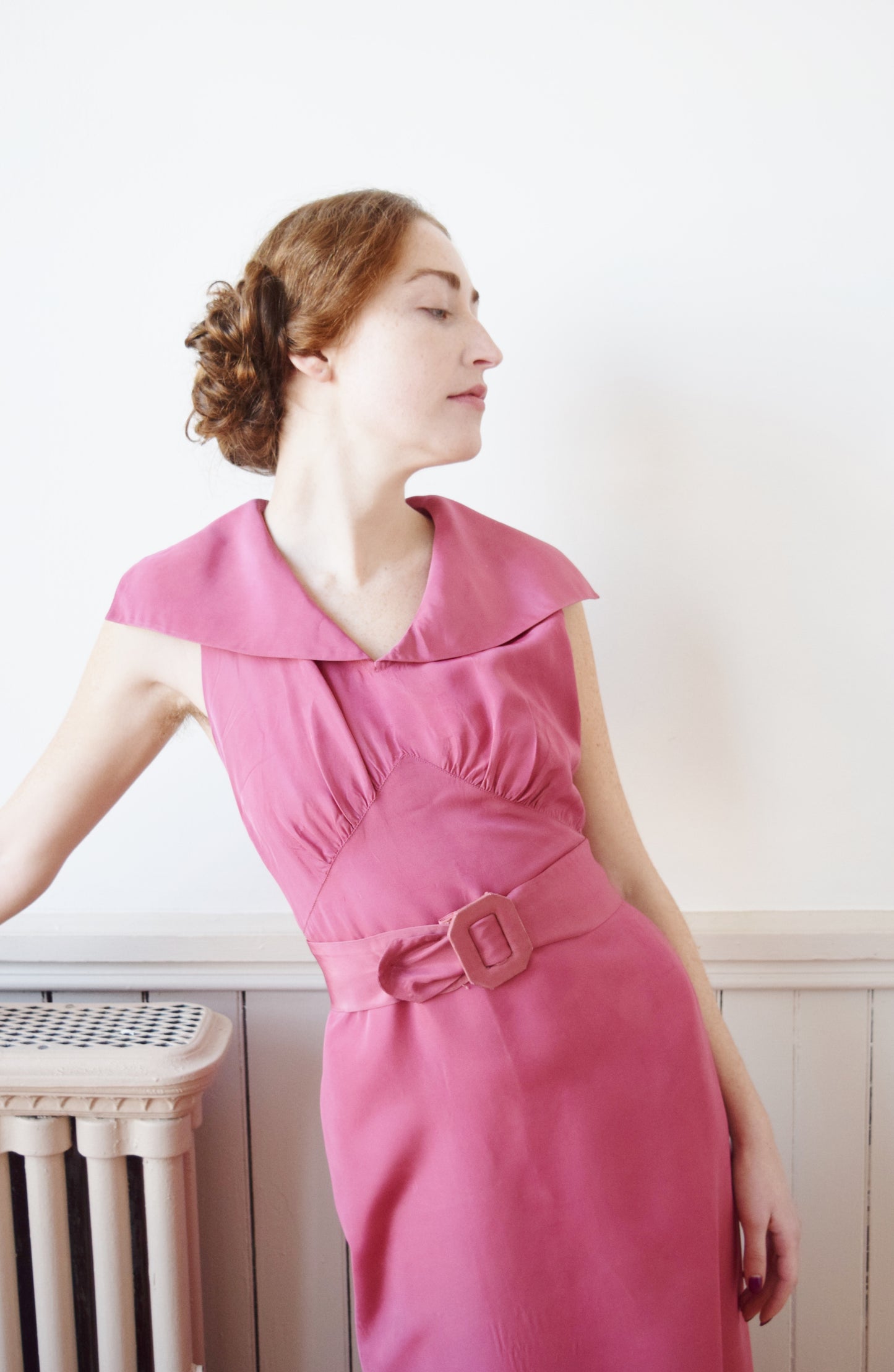 1930s 3 Piece Pink Taffeta Gown | XXS/XS
