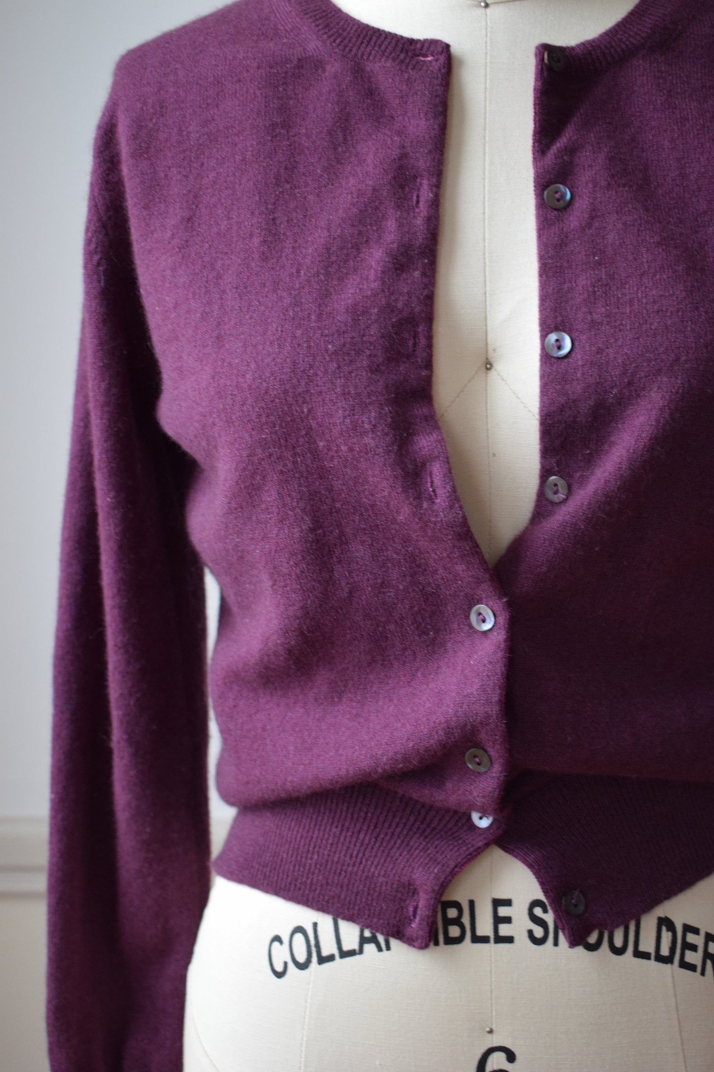 Eggplant Purple Scottish Cashmere Cardigan | S