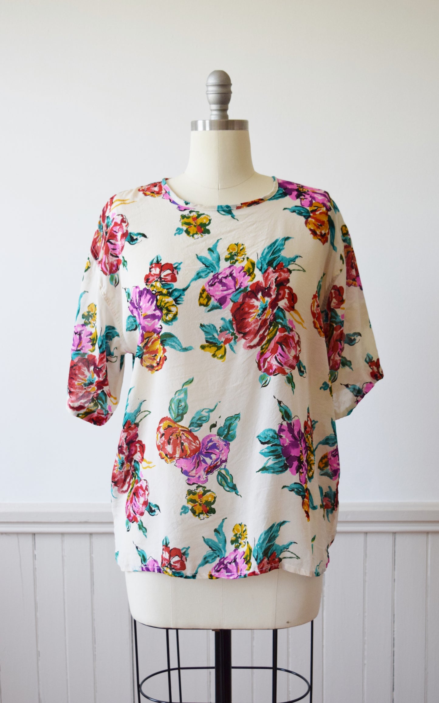 Silk Floral T |1990s | L