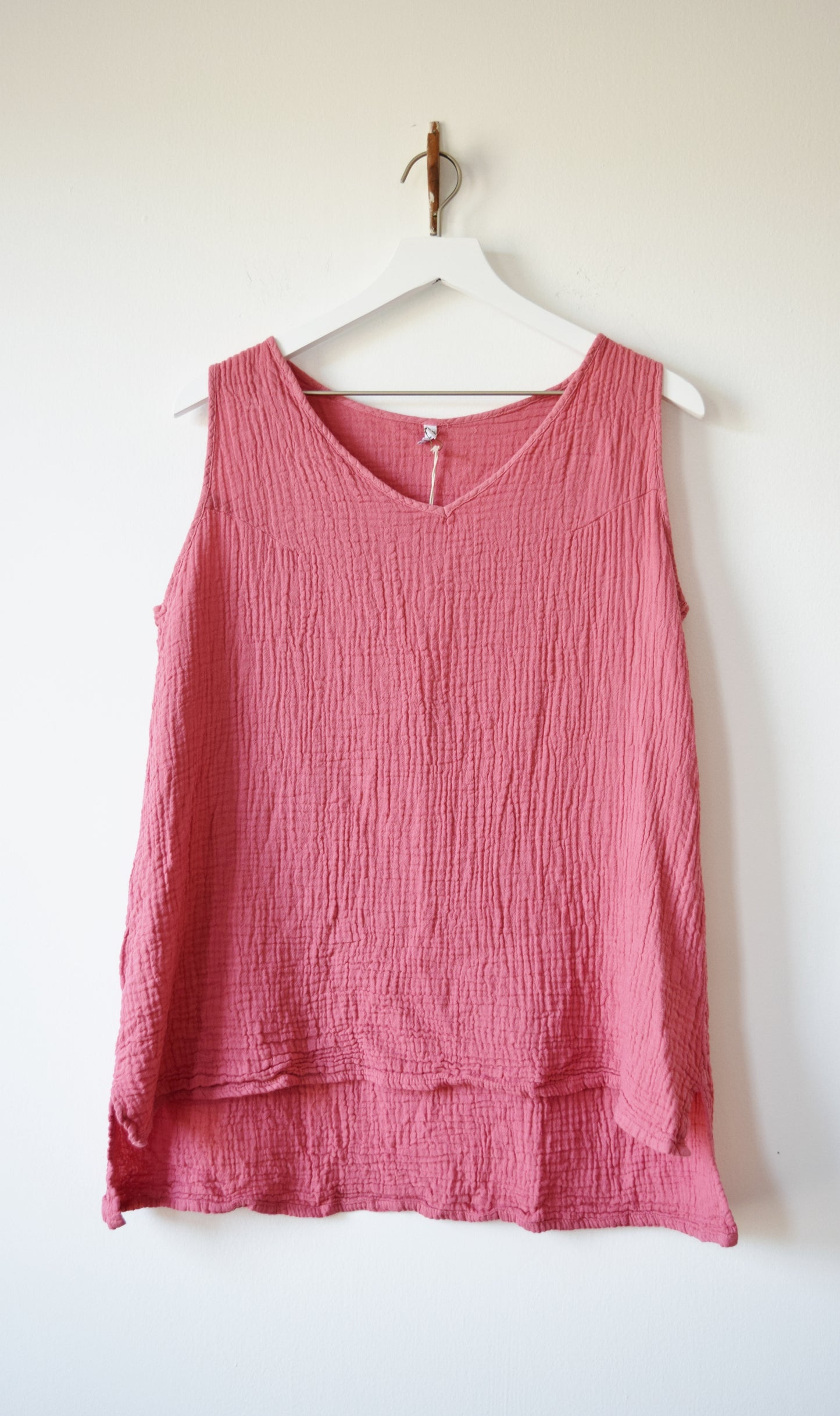Plum Blossom Crinkle Cotton Tunic Top | L/XL