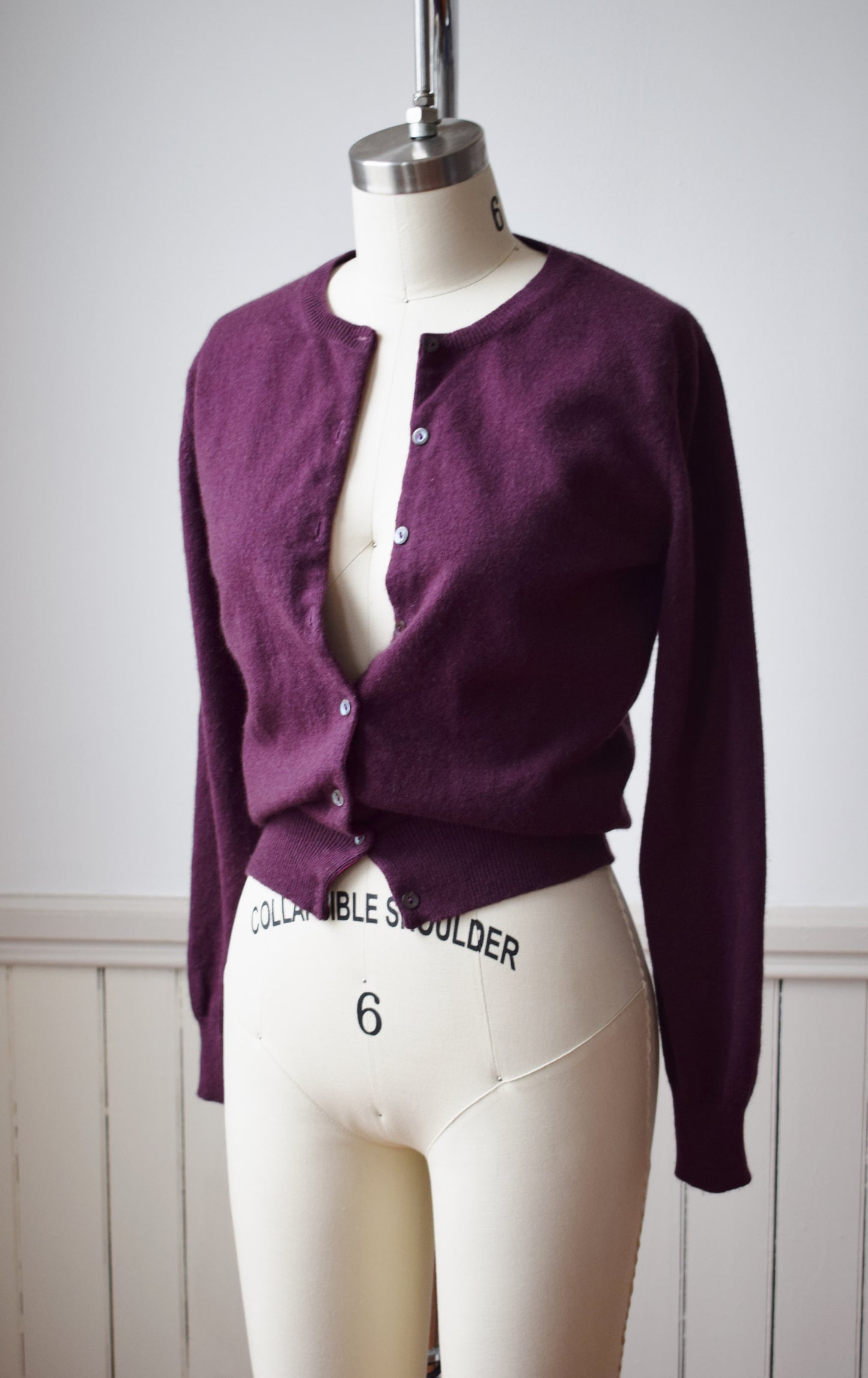 Eggplant Purple Scottish Cashmere Cardigan | S