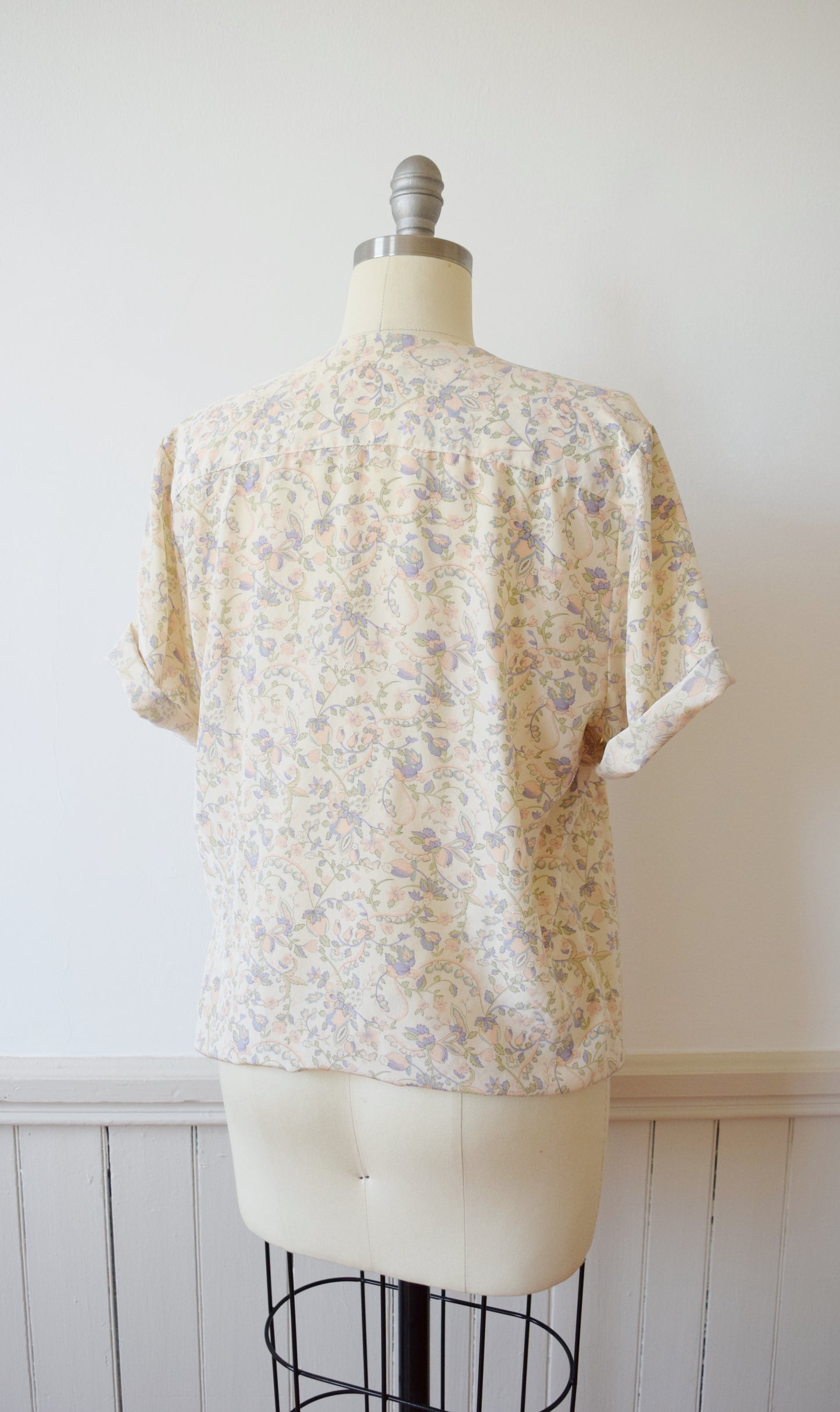 Vintage Floral Print Silk Tee