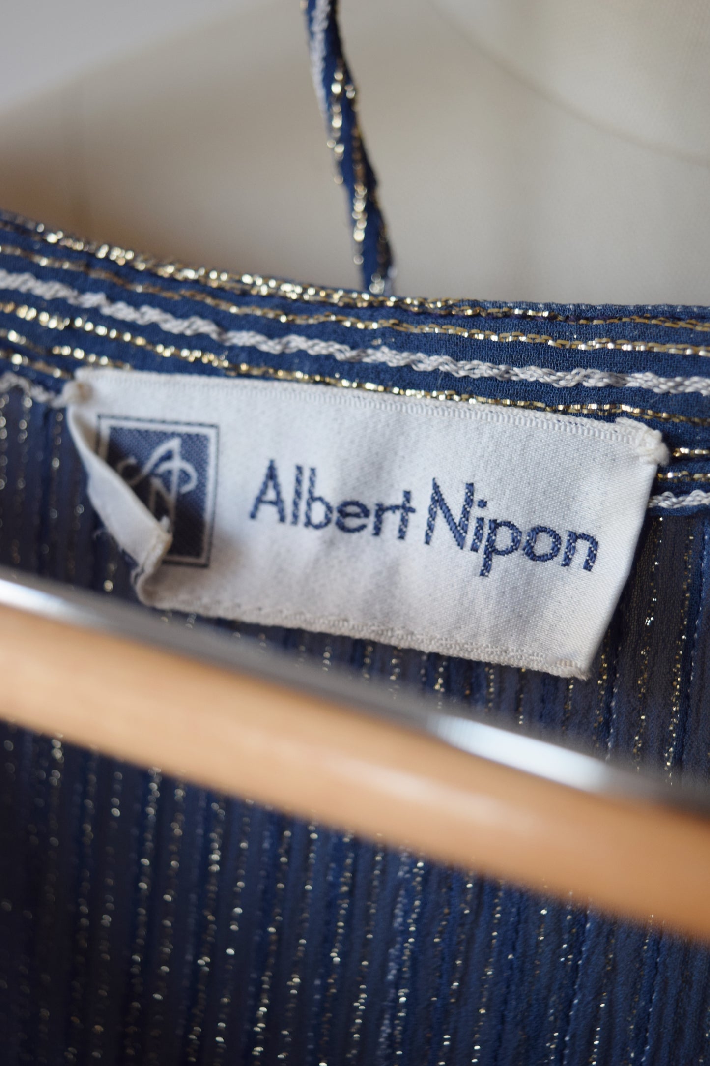 Silver Threaded Silk Dress by Albert Nipon | 1970s | S/M