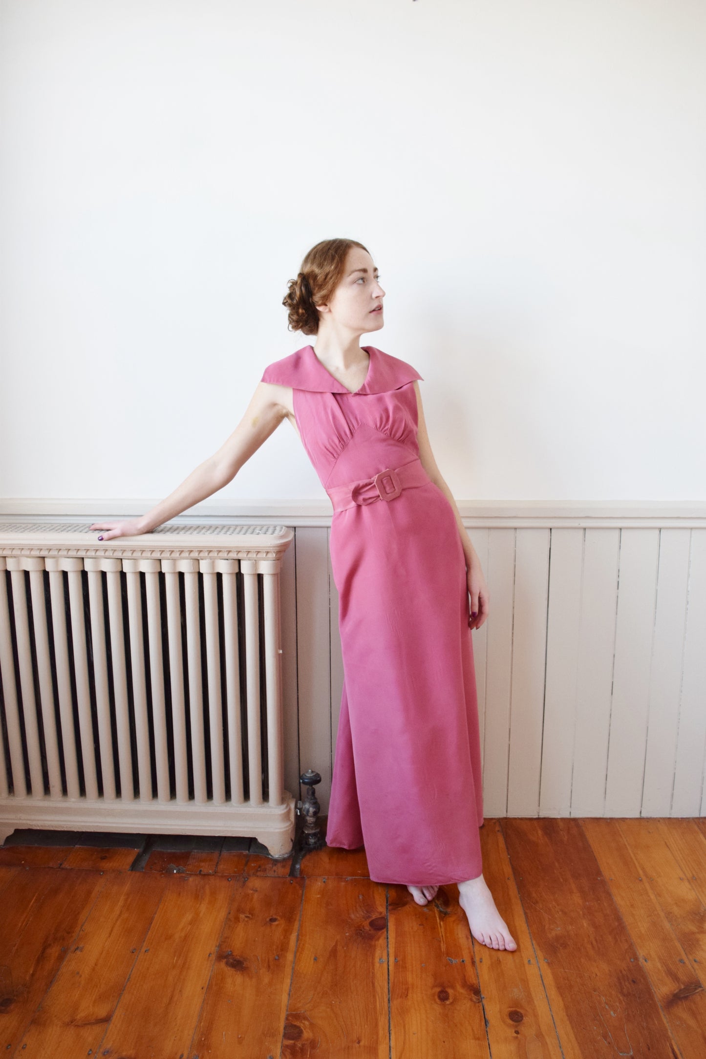 1930s 3 Piece Pink Taffeta Gown | XXS/XS