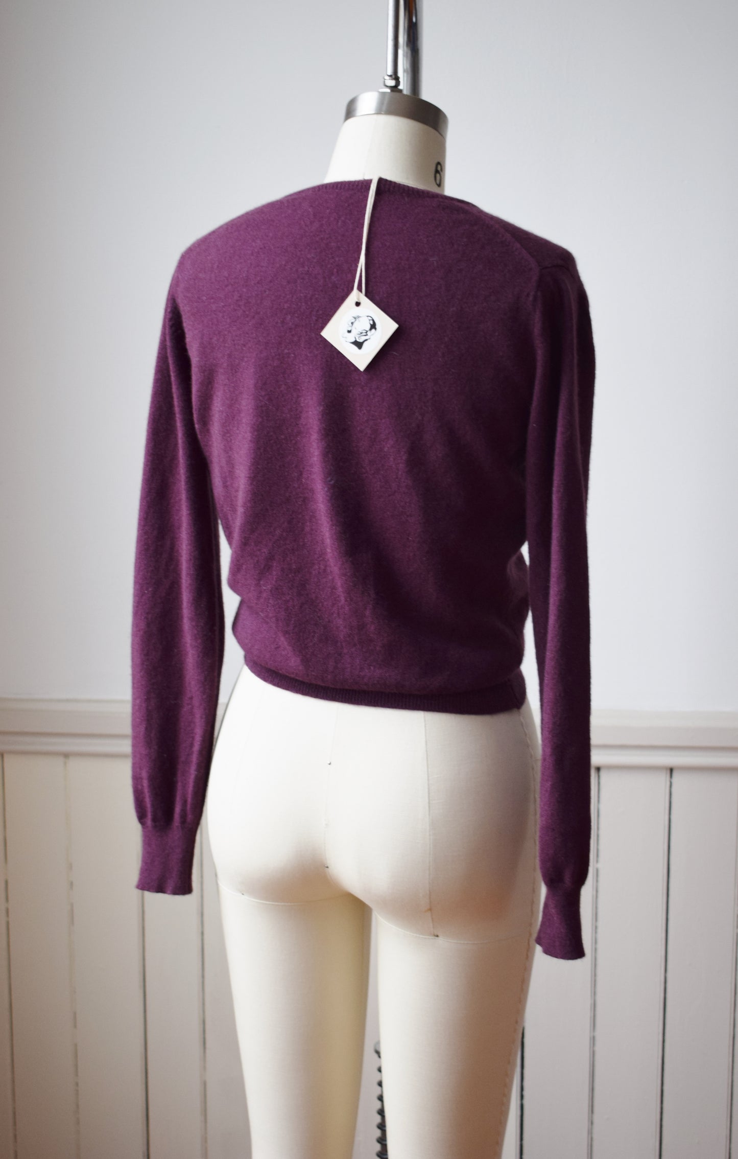 Eggplant Purple Scottish Cashmere Cardigan | S