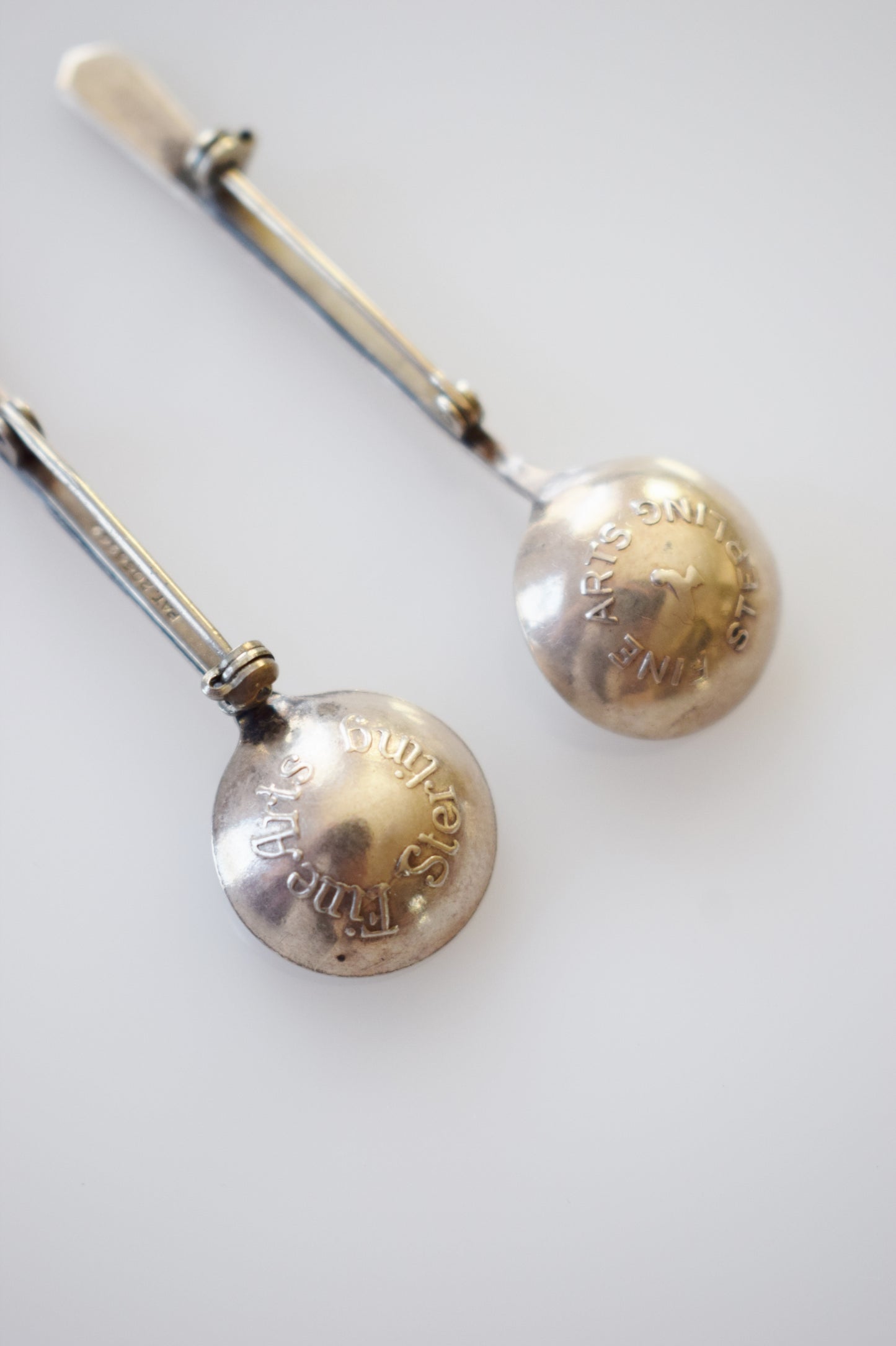 Pair of Vintage Sterling Silver Salt Spoon Pins