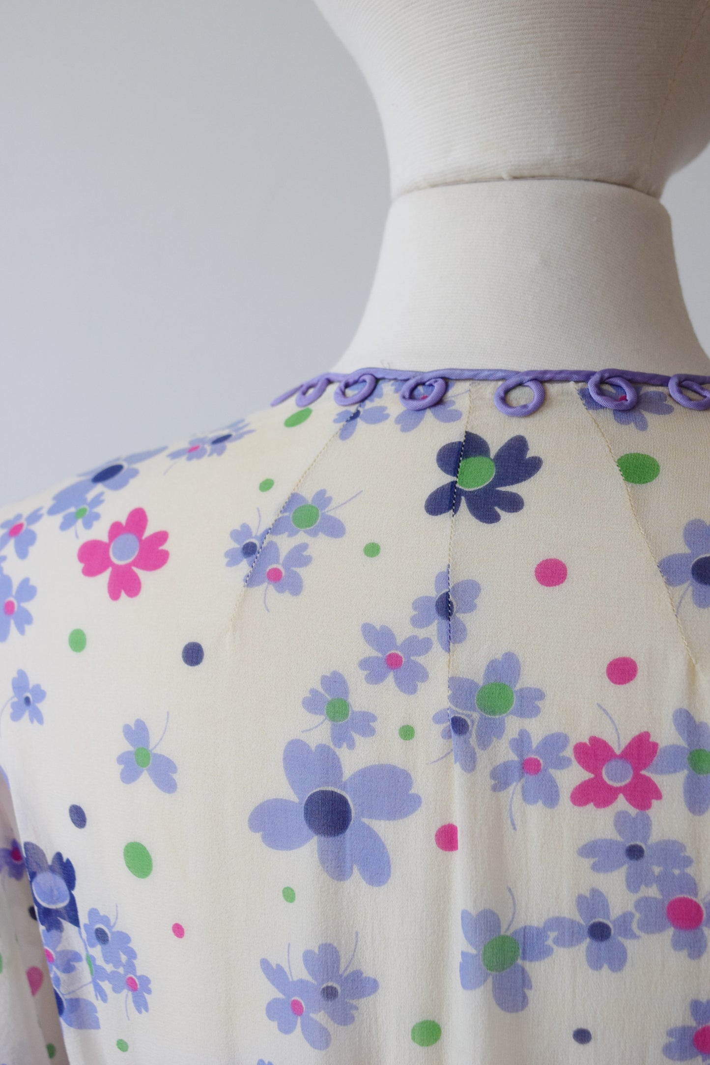 Floral Silk Day Dress | 1930s | L